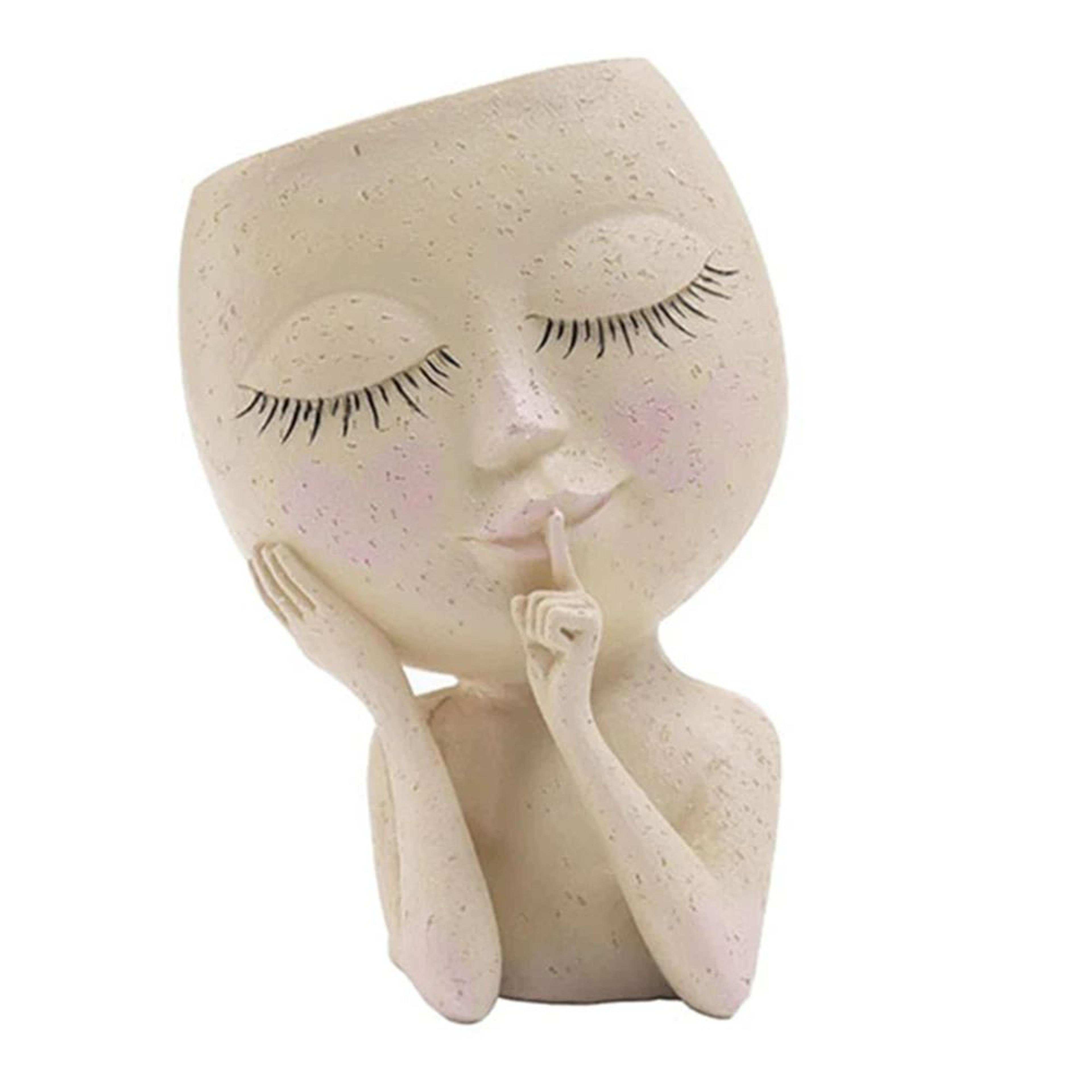 European Girl Face Resin Succulent Flower Pot 3