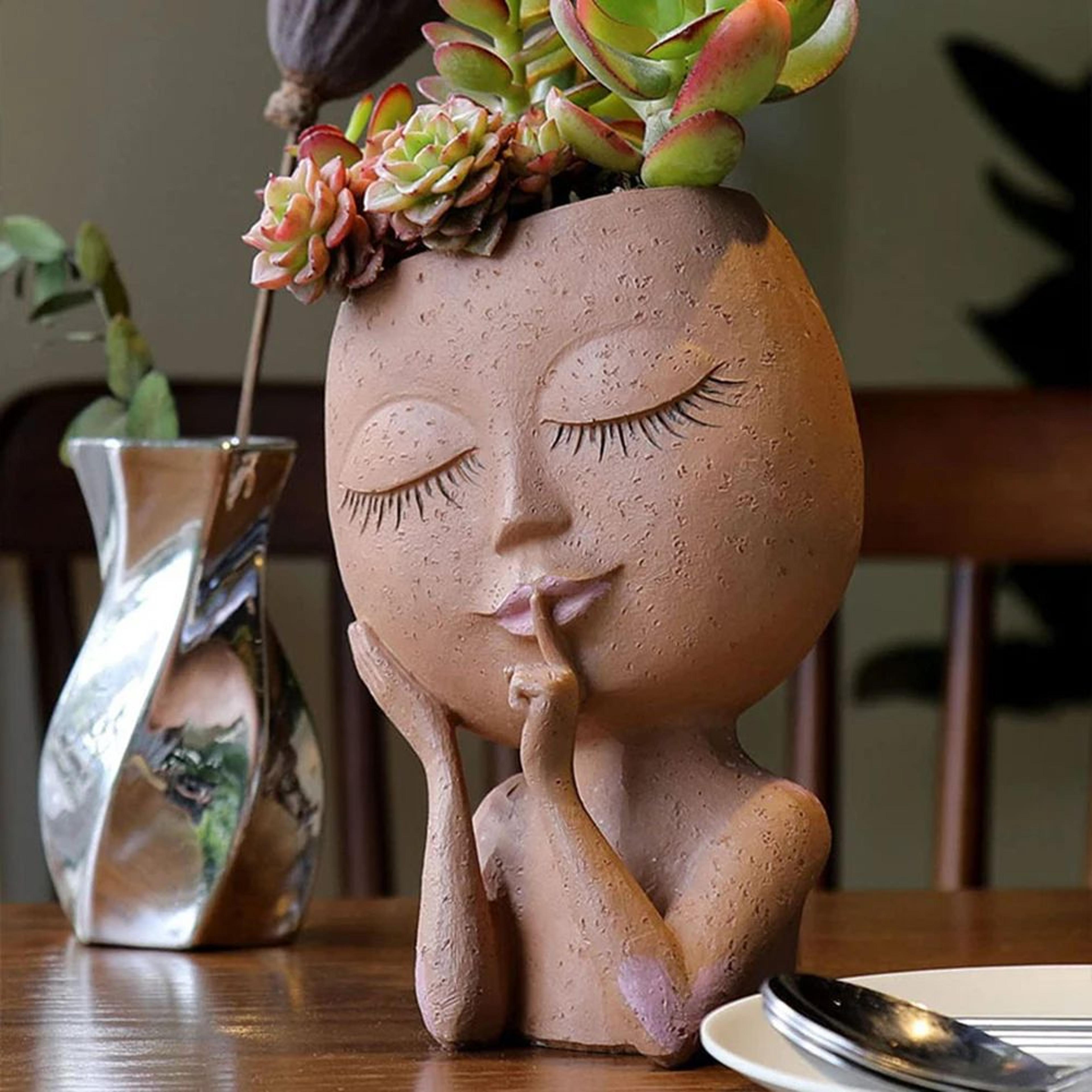 European Girl Face Resin Succulent Flower Pot 5