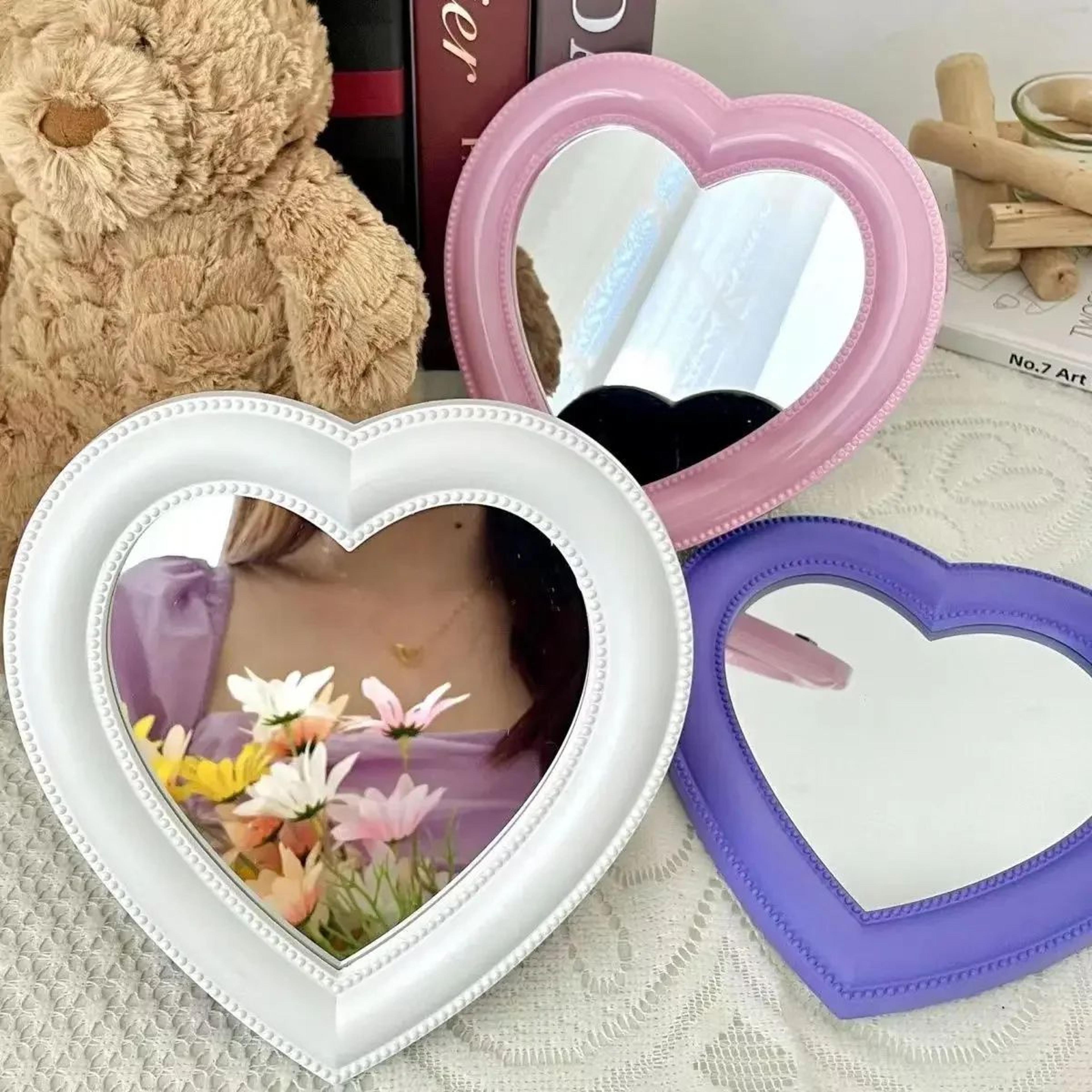Cute Heart Shaped Tabletop Makeup Mirror 1