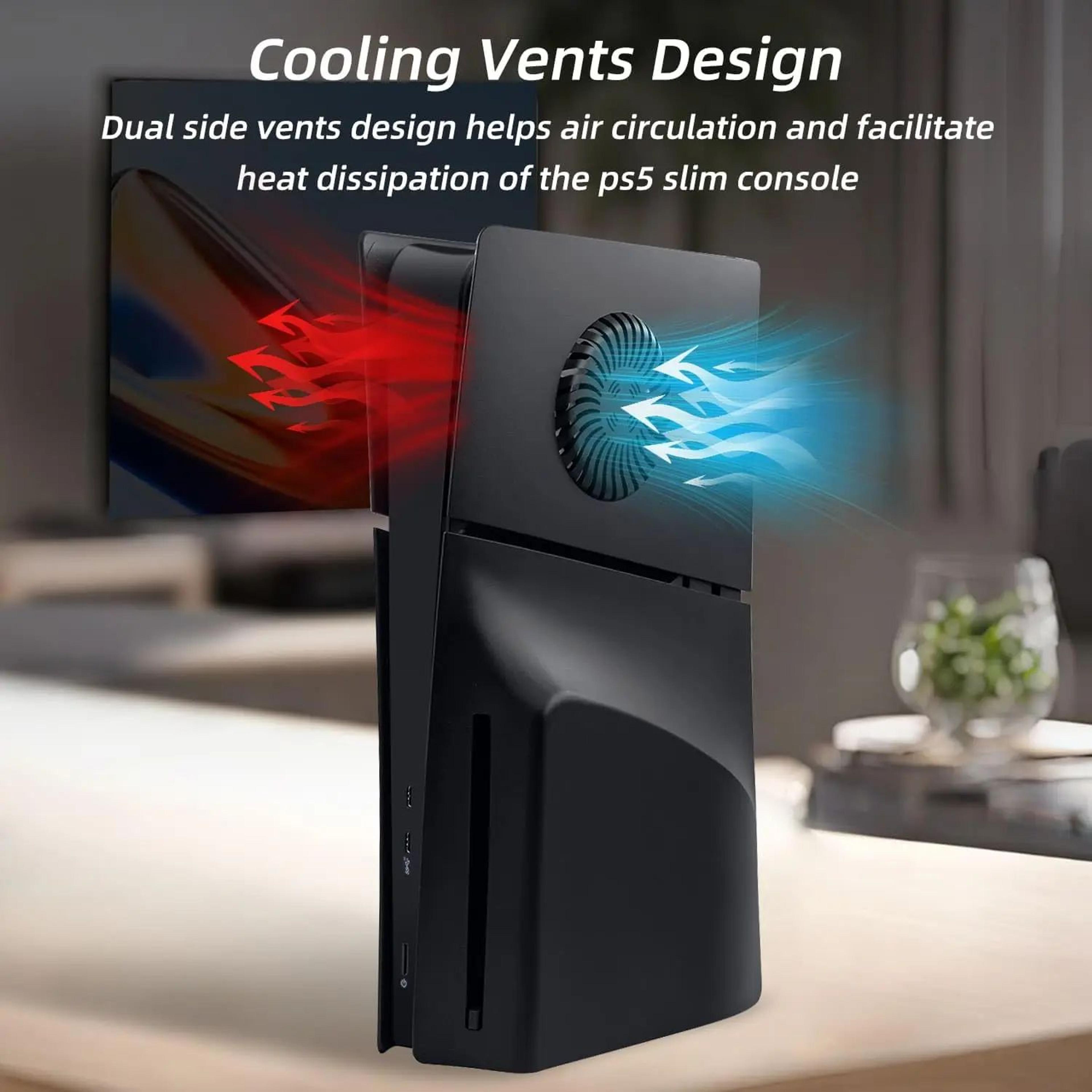 Black PS5 Slim Disc Edition Face Plates With Cooling Vents 4