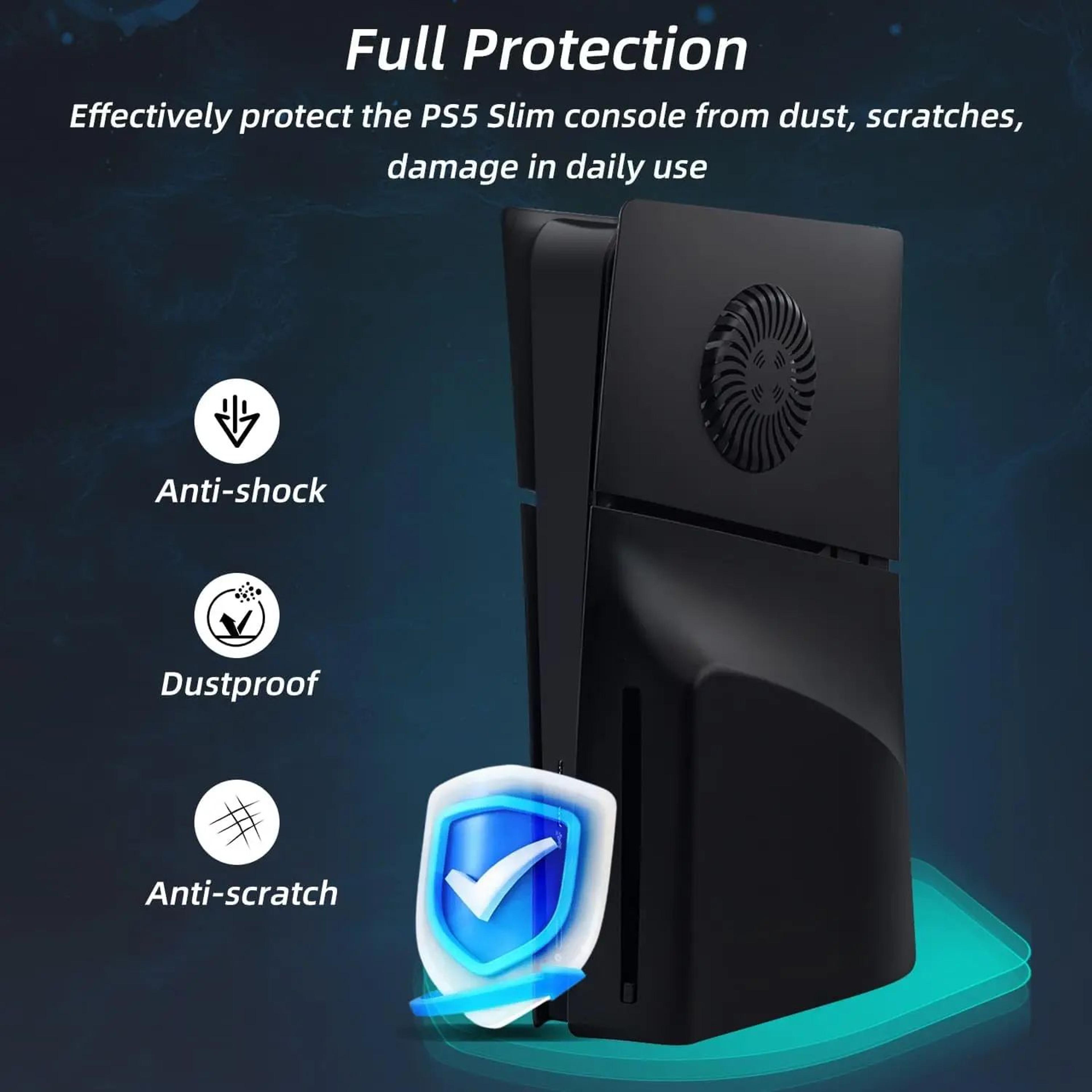 Black PS5 Slim Disc Edition Face Plates With Cooling Vents 2