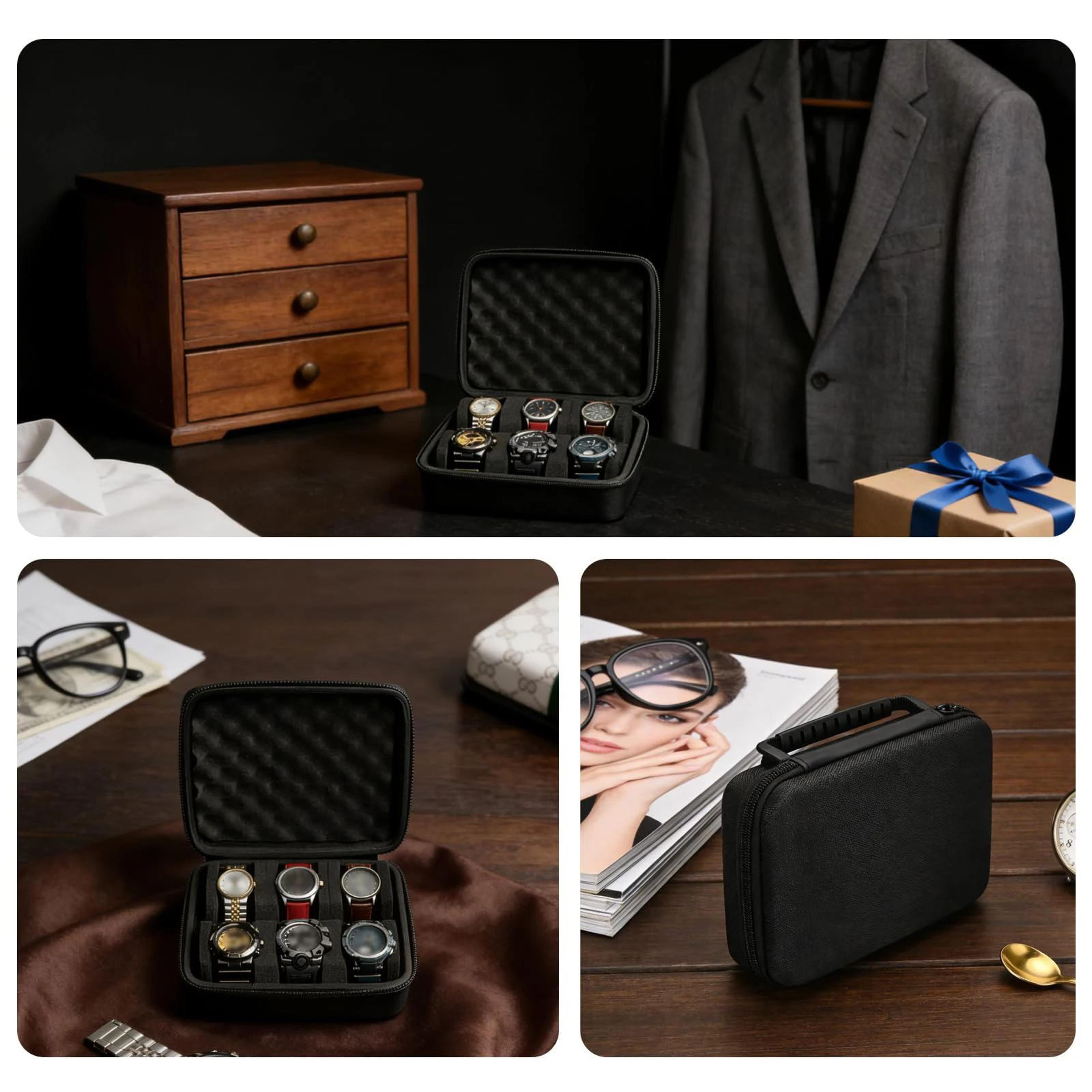 6 Slot Hard Shell Portable Watch Storage Travel Case 4