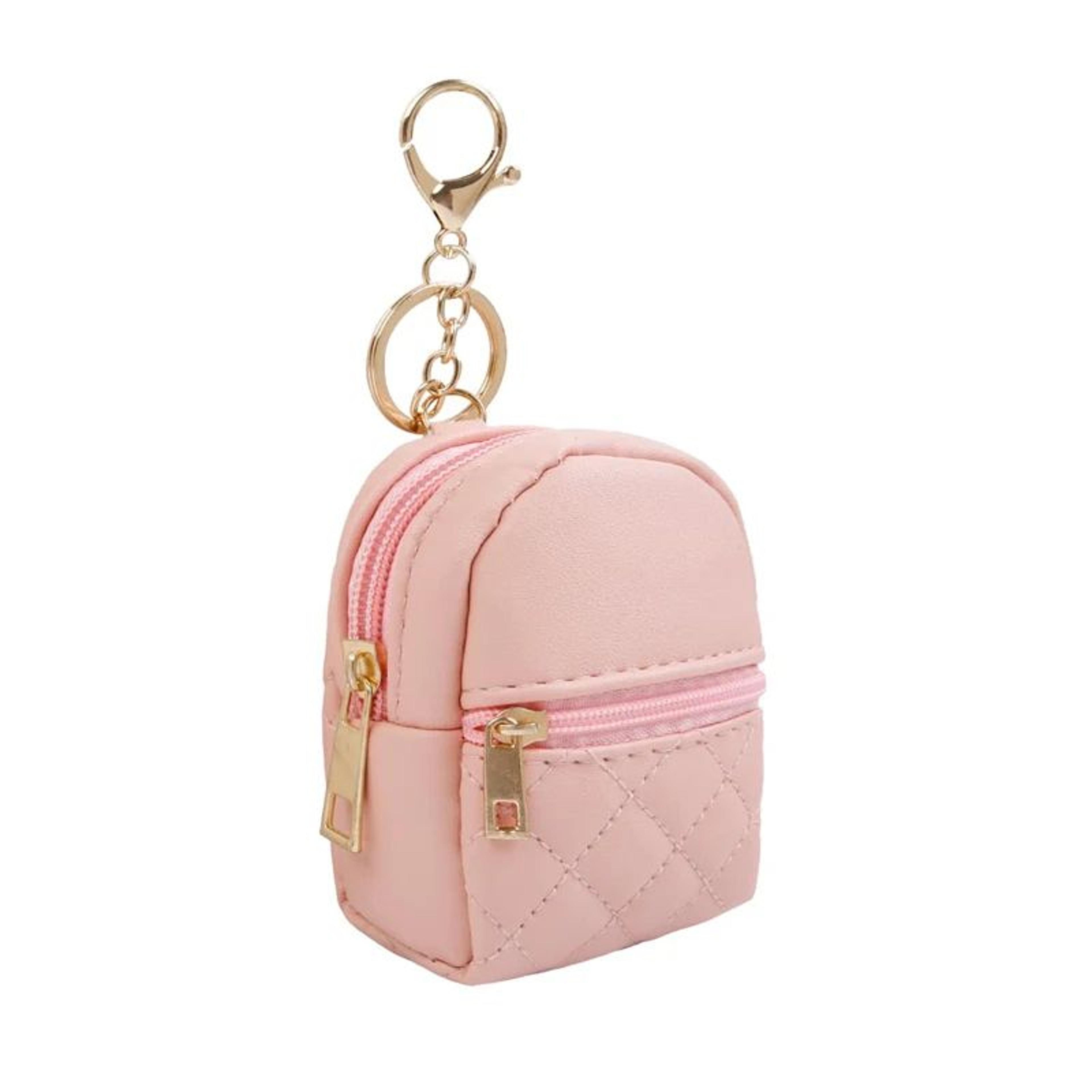 Mini PU Leather Backpack Keychain Zipper Pouch 8