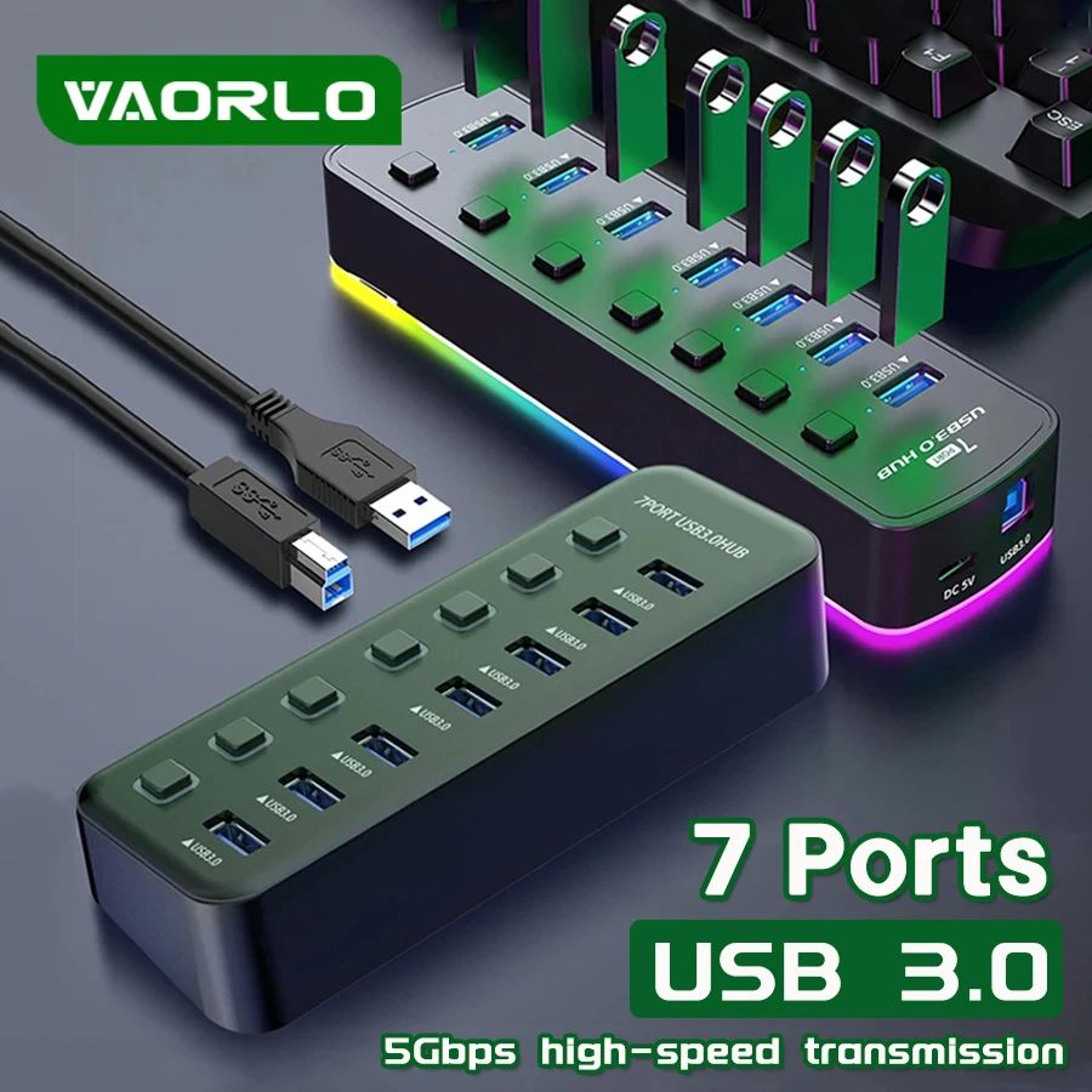 7 port rgb usb 3.0 hub with individual switches