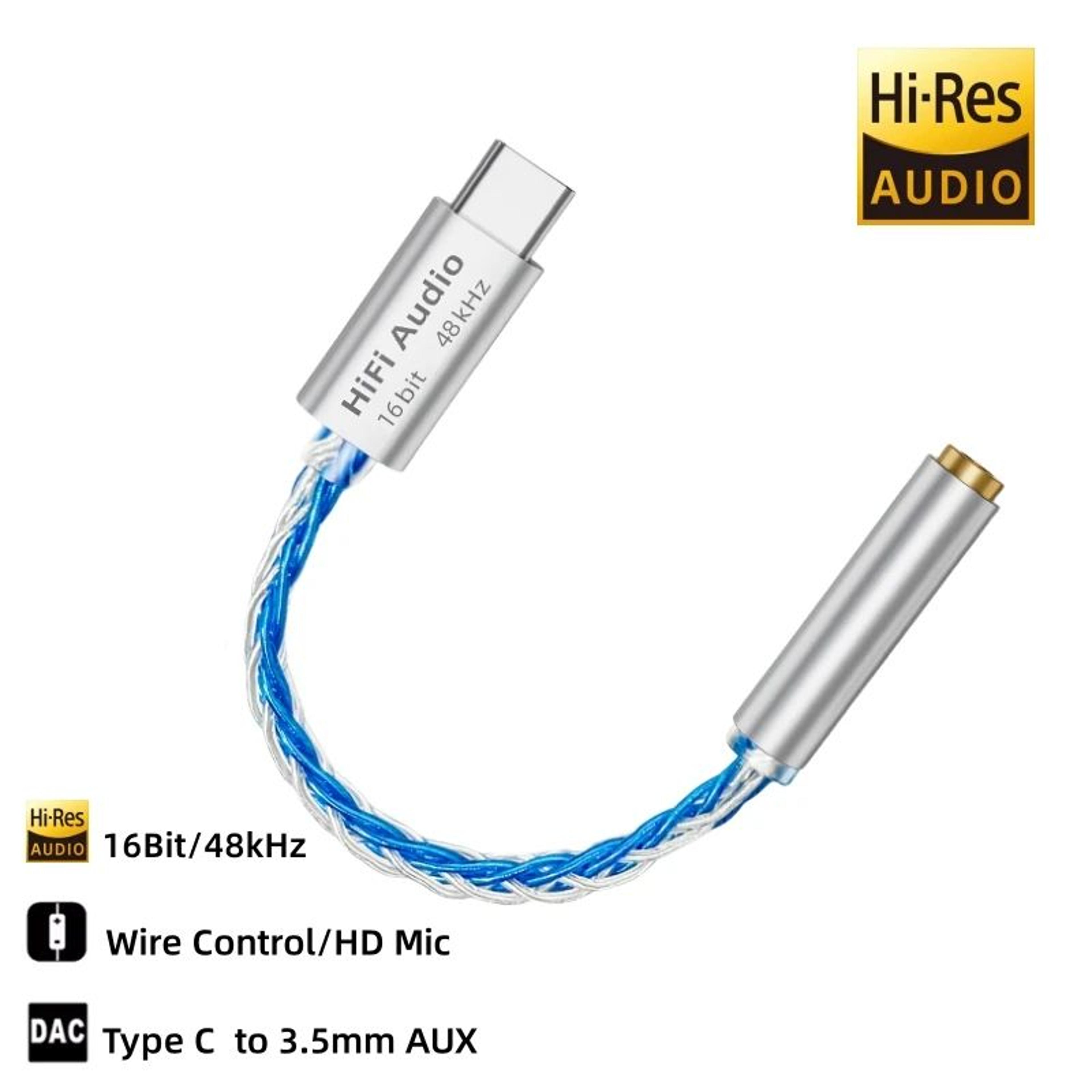 USB Type C To 35mm HiFi DAC Audio Adapter 6
