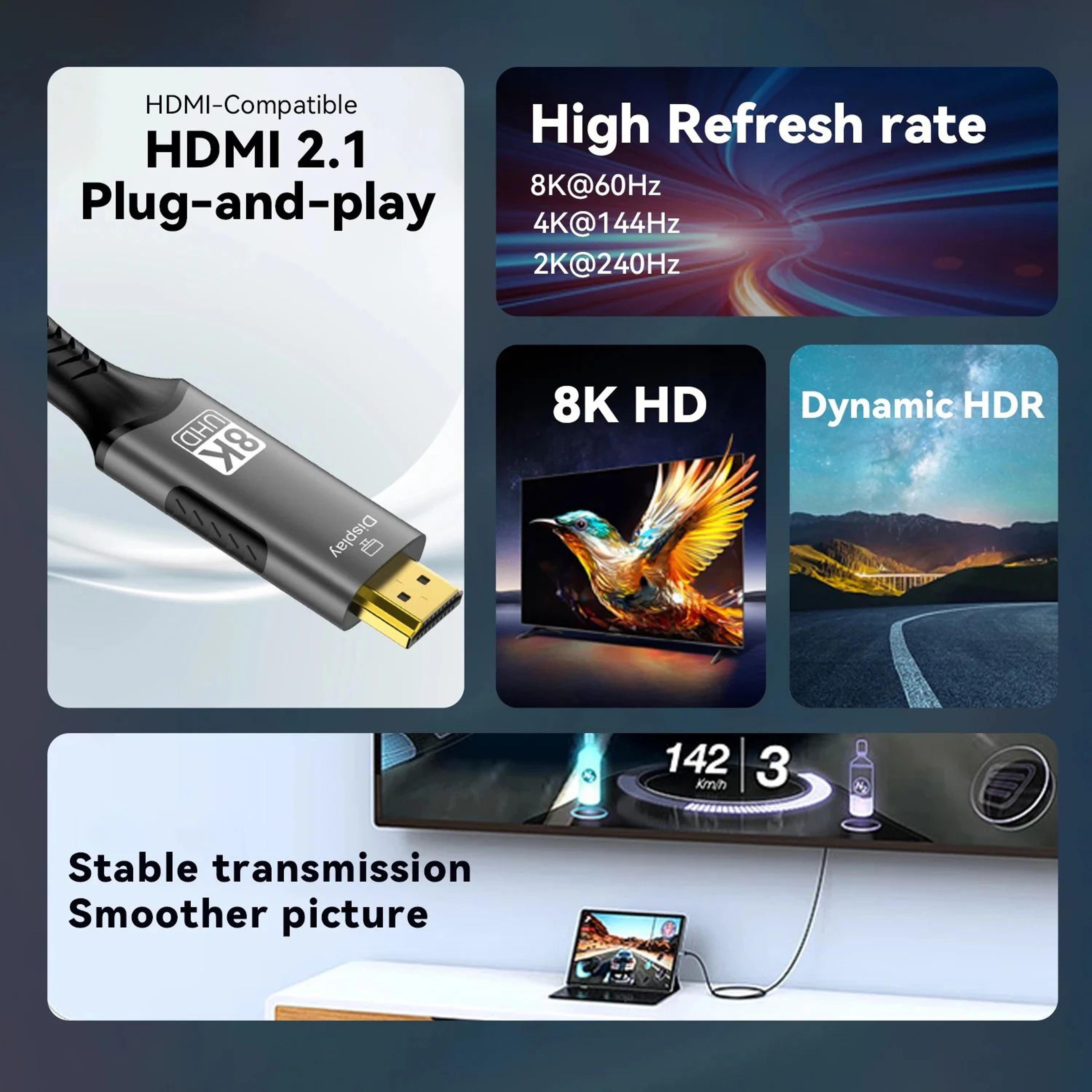 8K USB C To HDMI 21 Display Cable 2