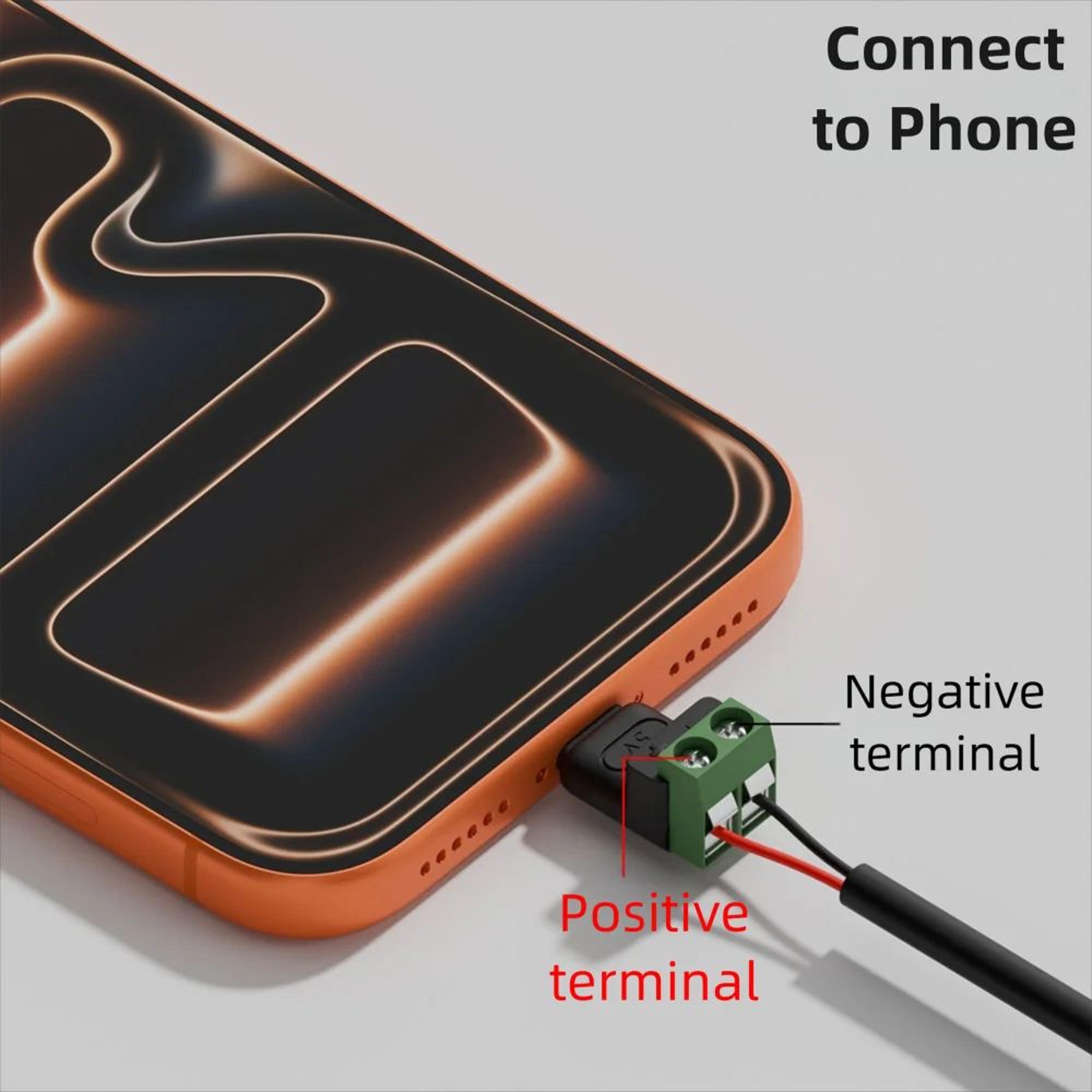 USB C To 2 Pin Solderless Terminal Block Adapter 1