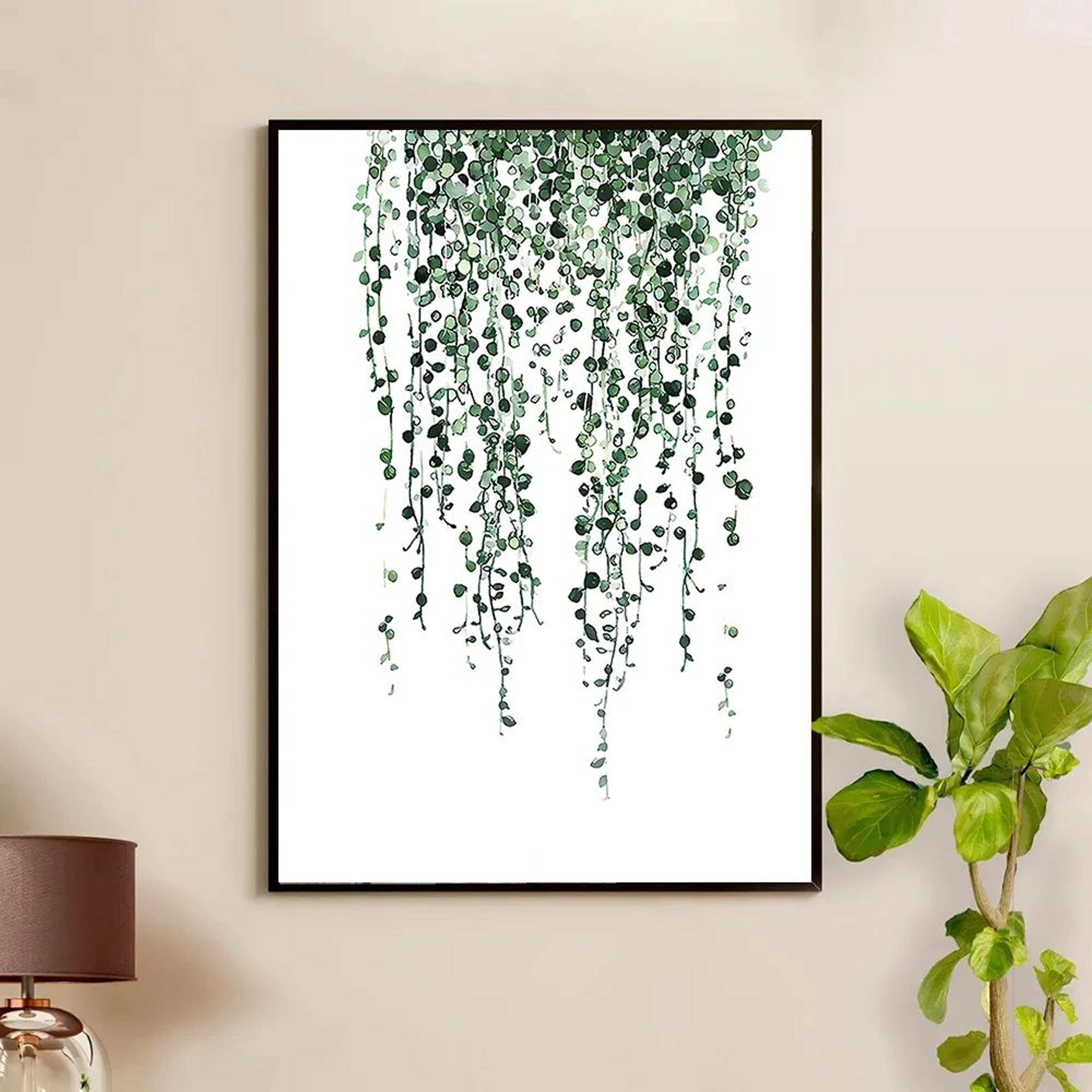 Nordic Green Botanical Leaf Canvas Wall Art Print 2