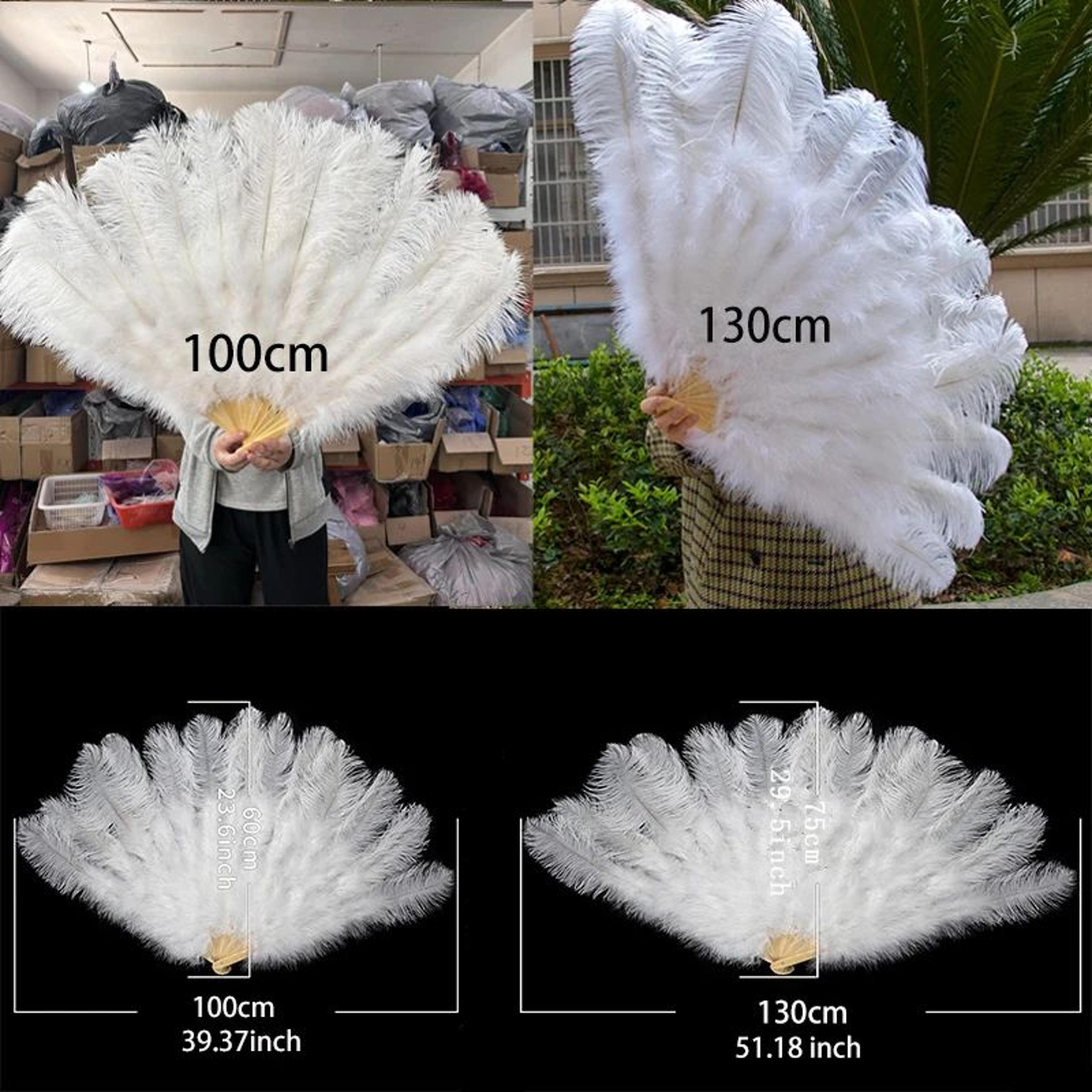 Large Ostrich Feather Folding Fan For Dance And Stage Shows 4