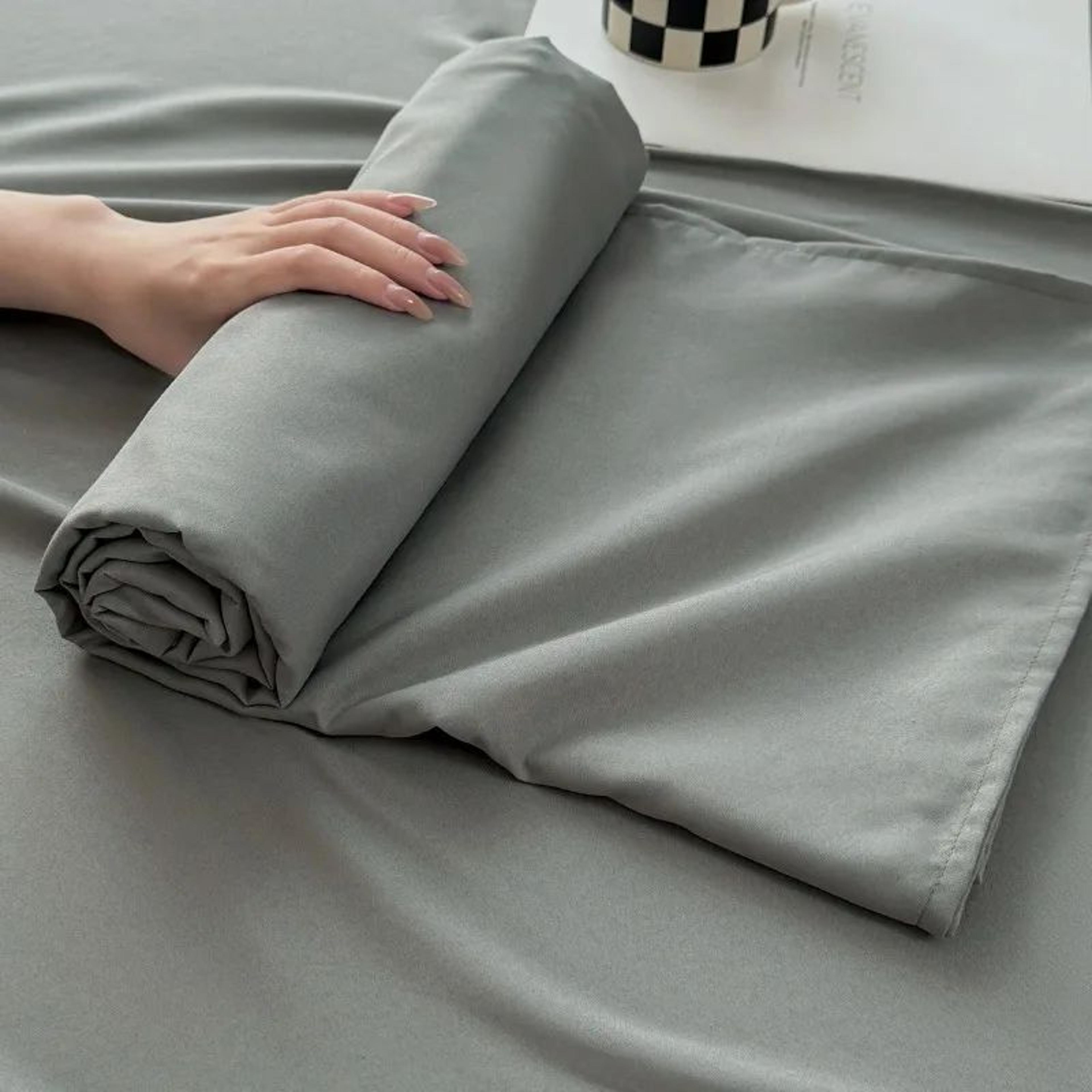 Soft Solid Color Flat Bedsheet For Single Double Queen And King Beds 3