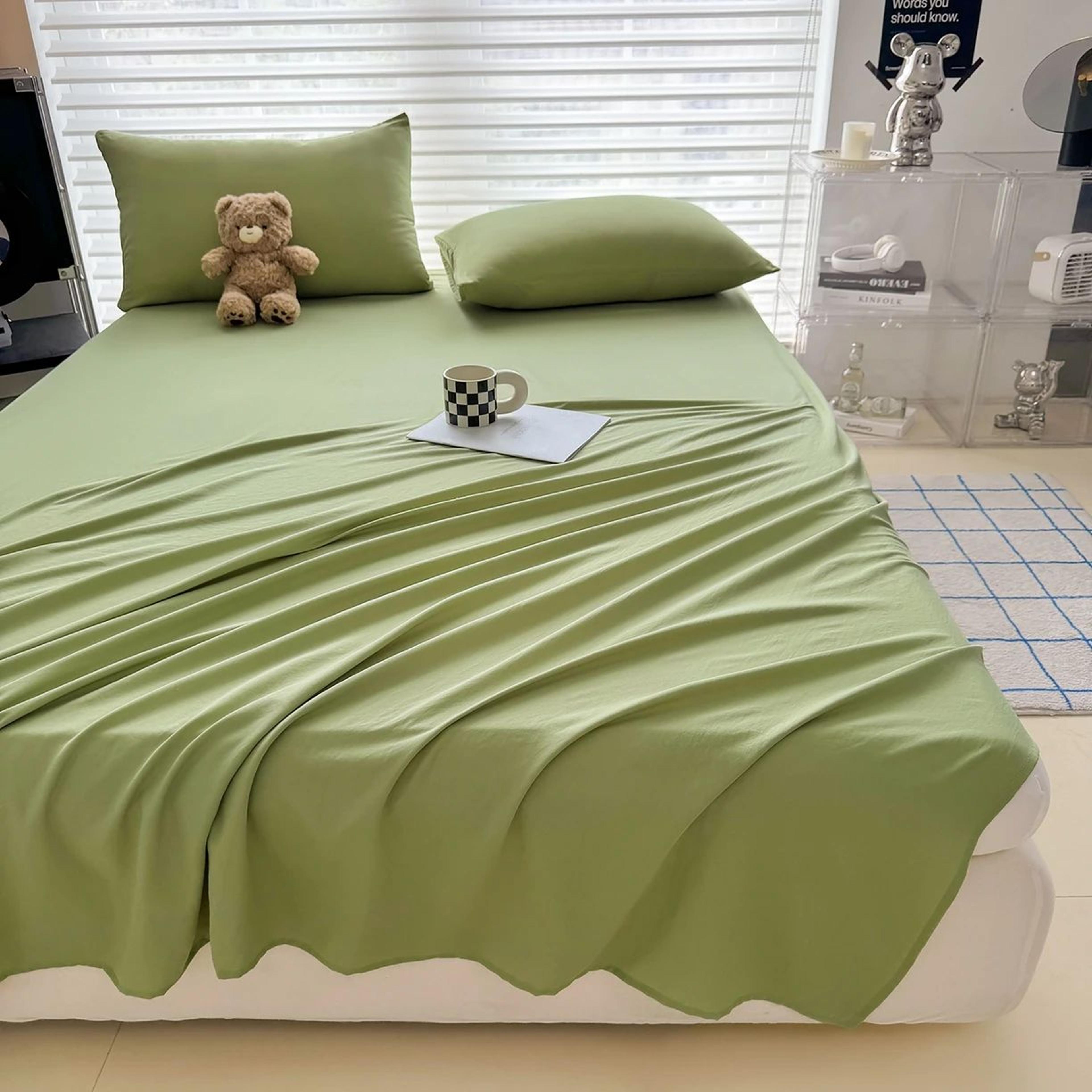 Soft Solid Color Flat Bedsheet For Single Double Queen And King Beds 11