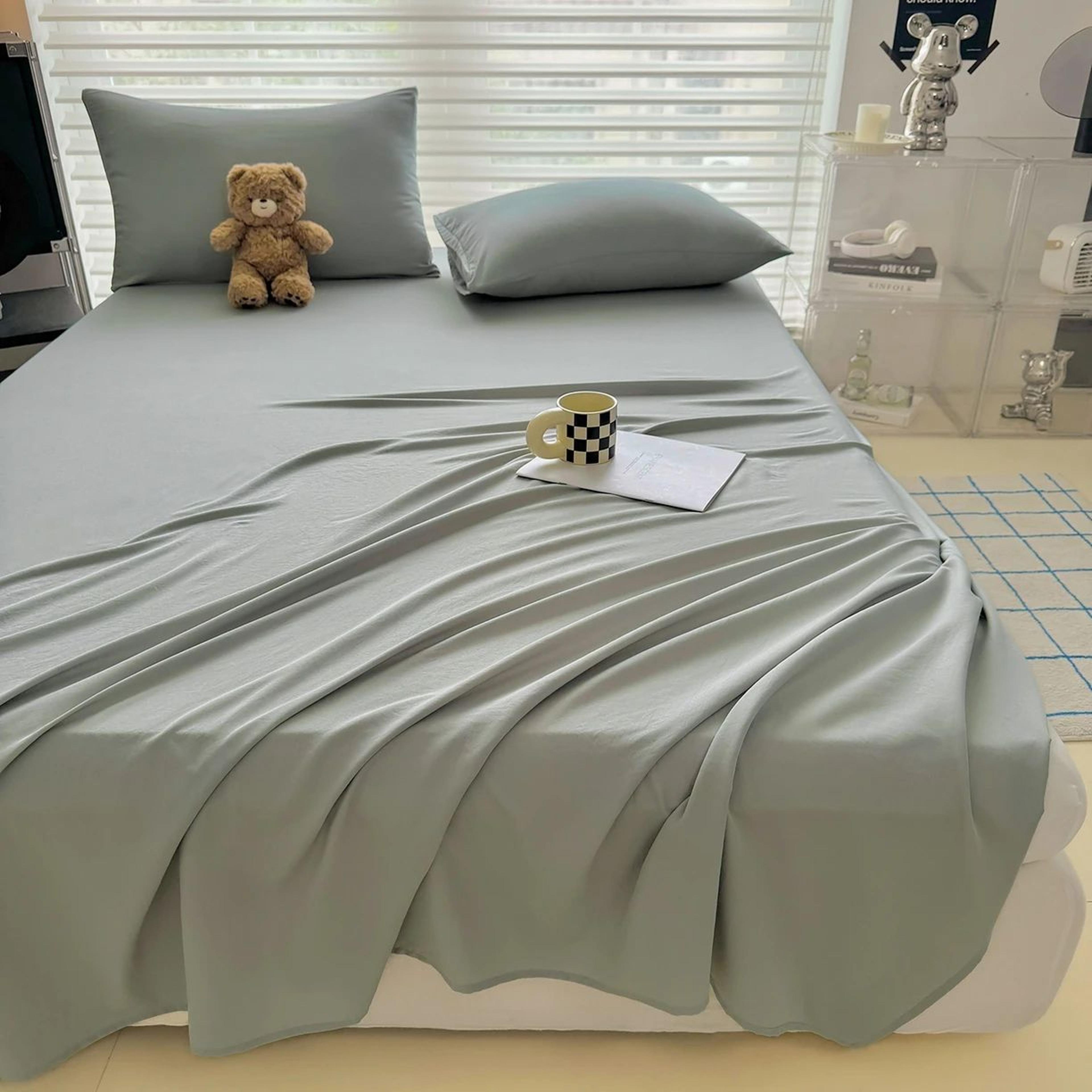 Soft Solid Color Flat Bedsheet For Single Double Queen And King Beds 13