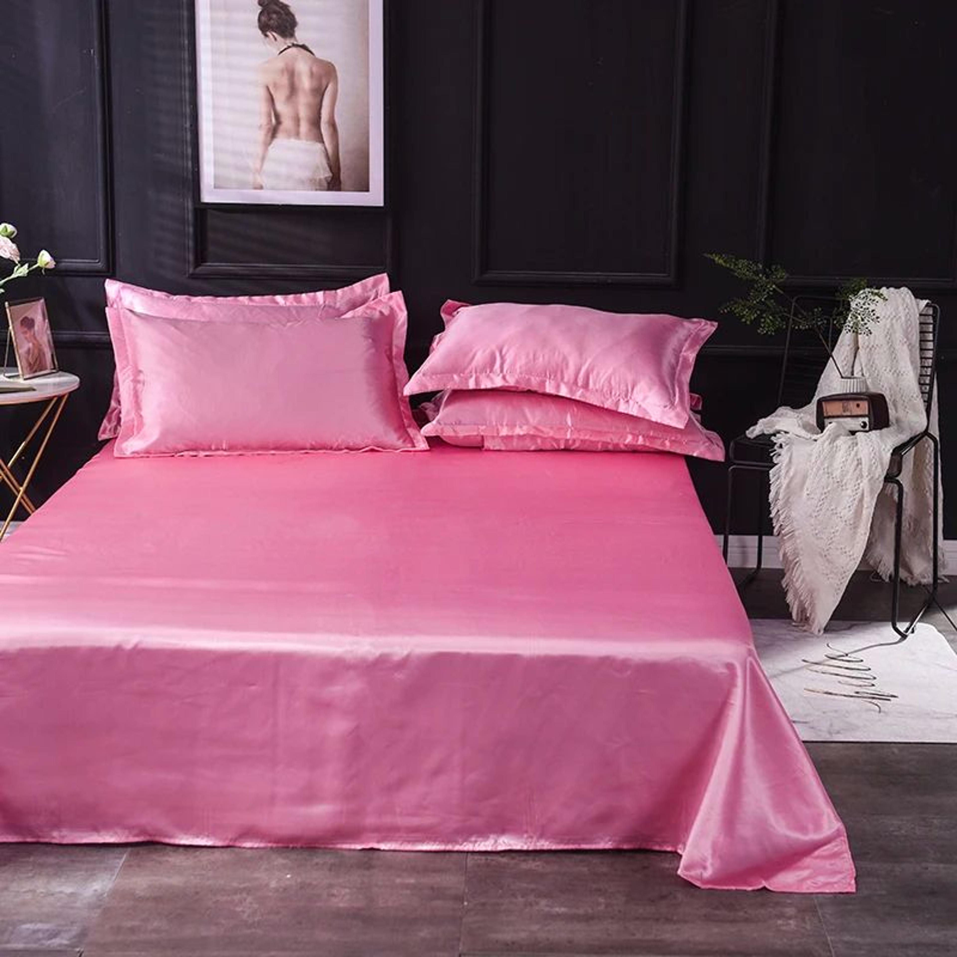 Luxury Solid Color Satin Bed Sheet Set Soft And Silky 7