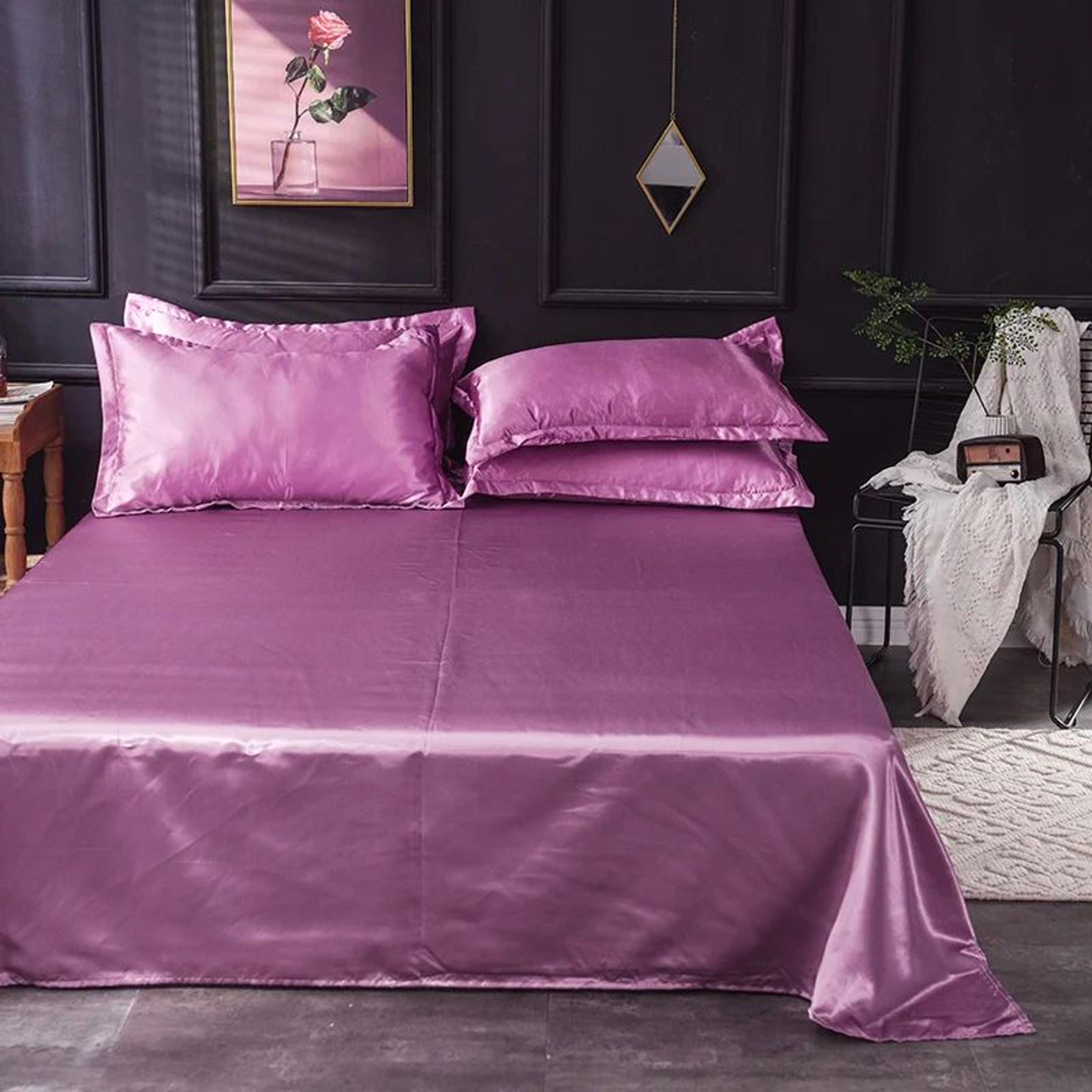 Luxury Solid Color Satin Bed Sheet Set Soft And Silky 6