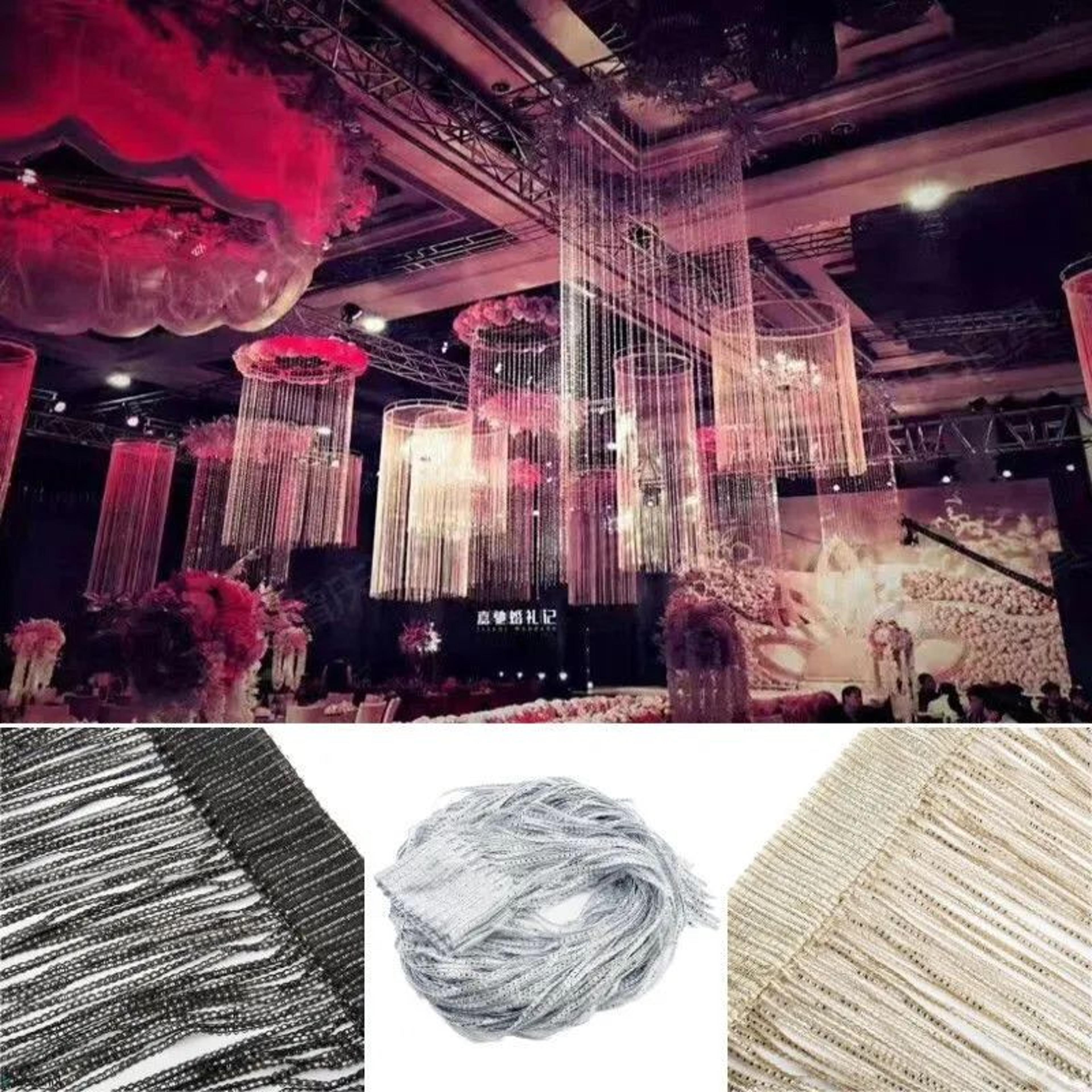 Glitter Silver Tassel String Curtain For Door And Window 2