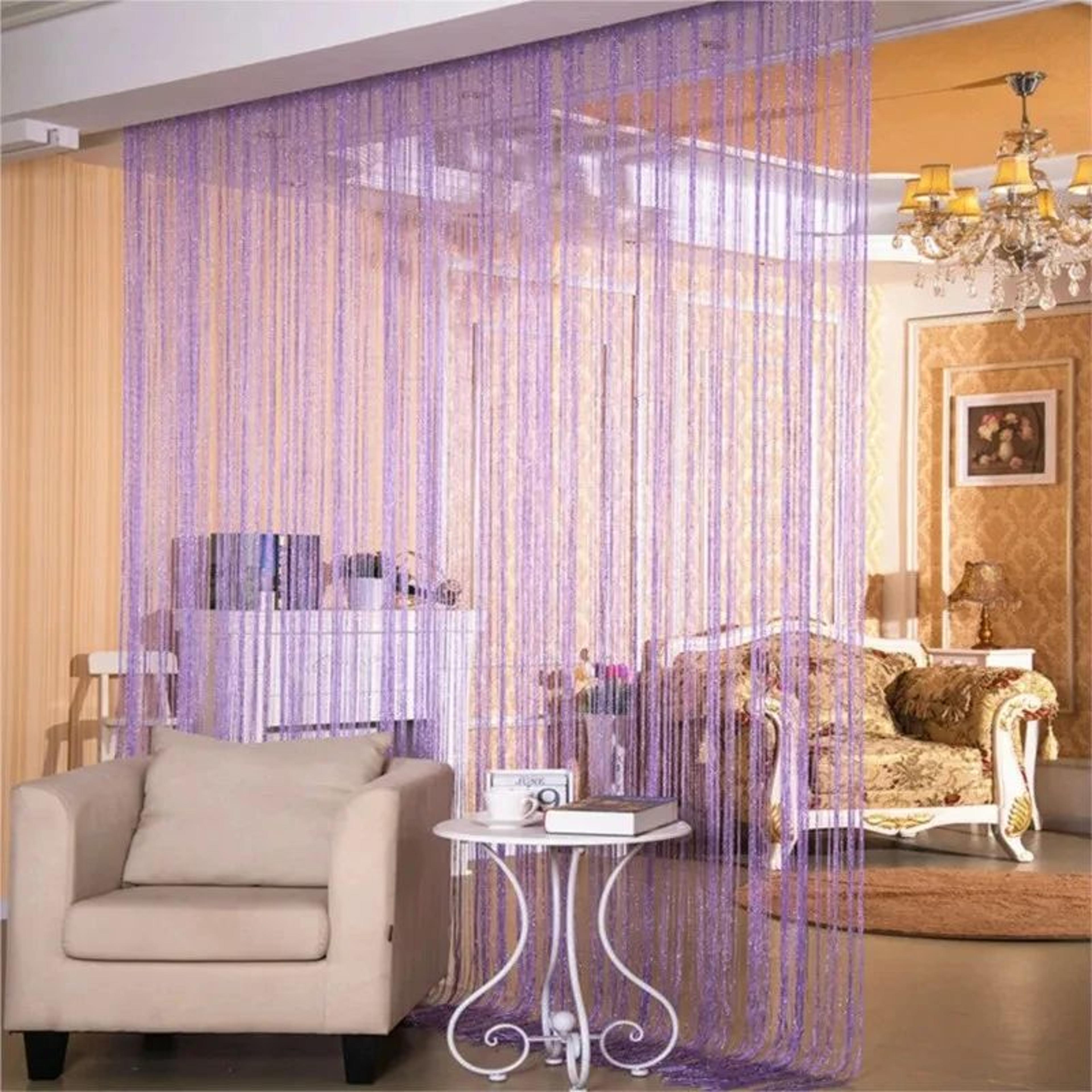 Glitter Silver Tassel String Curtain For Door And Window 5