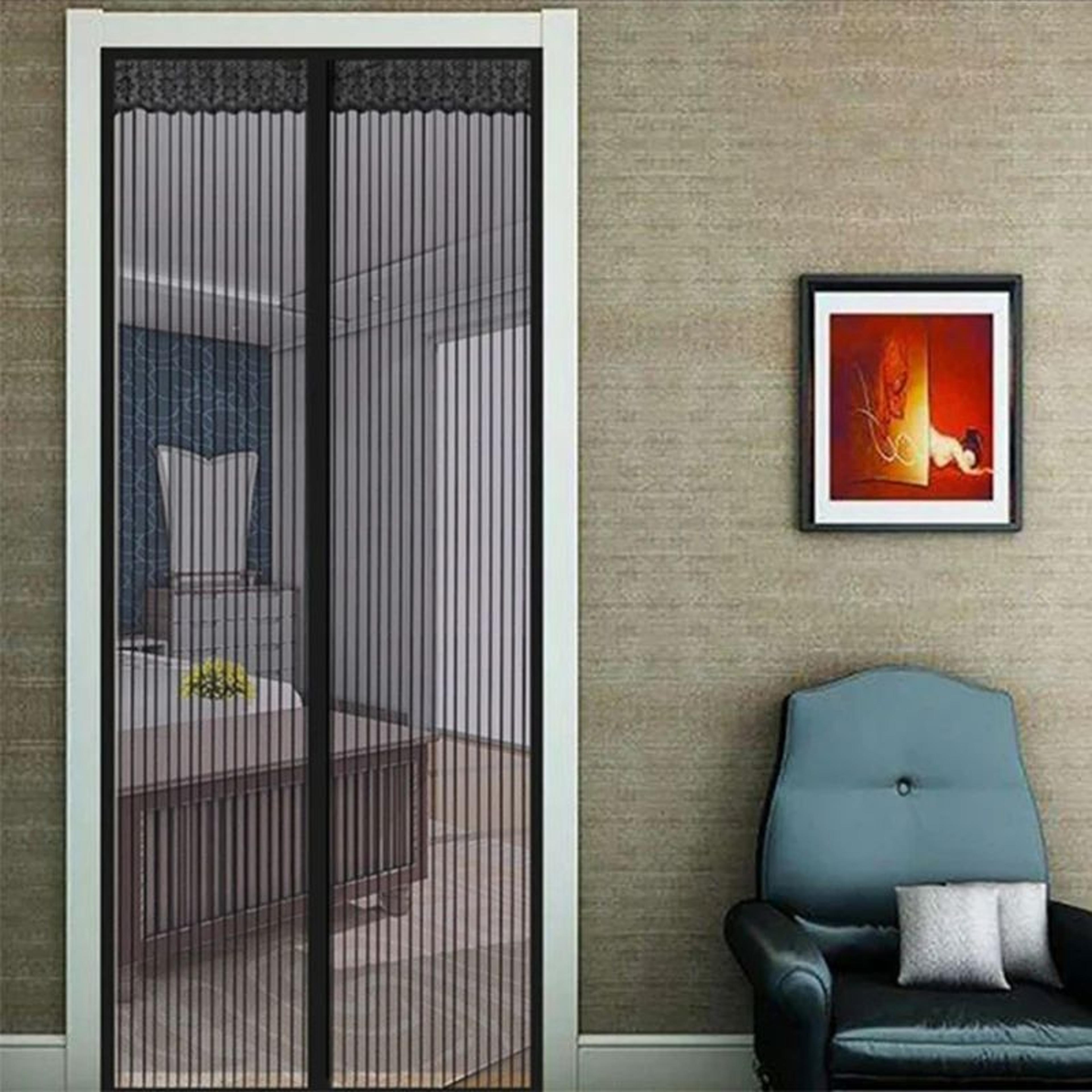 Magnetic Ice Silk Striped Mosquito Door Curtain 5