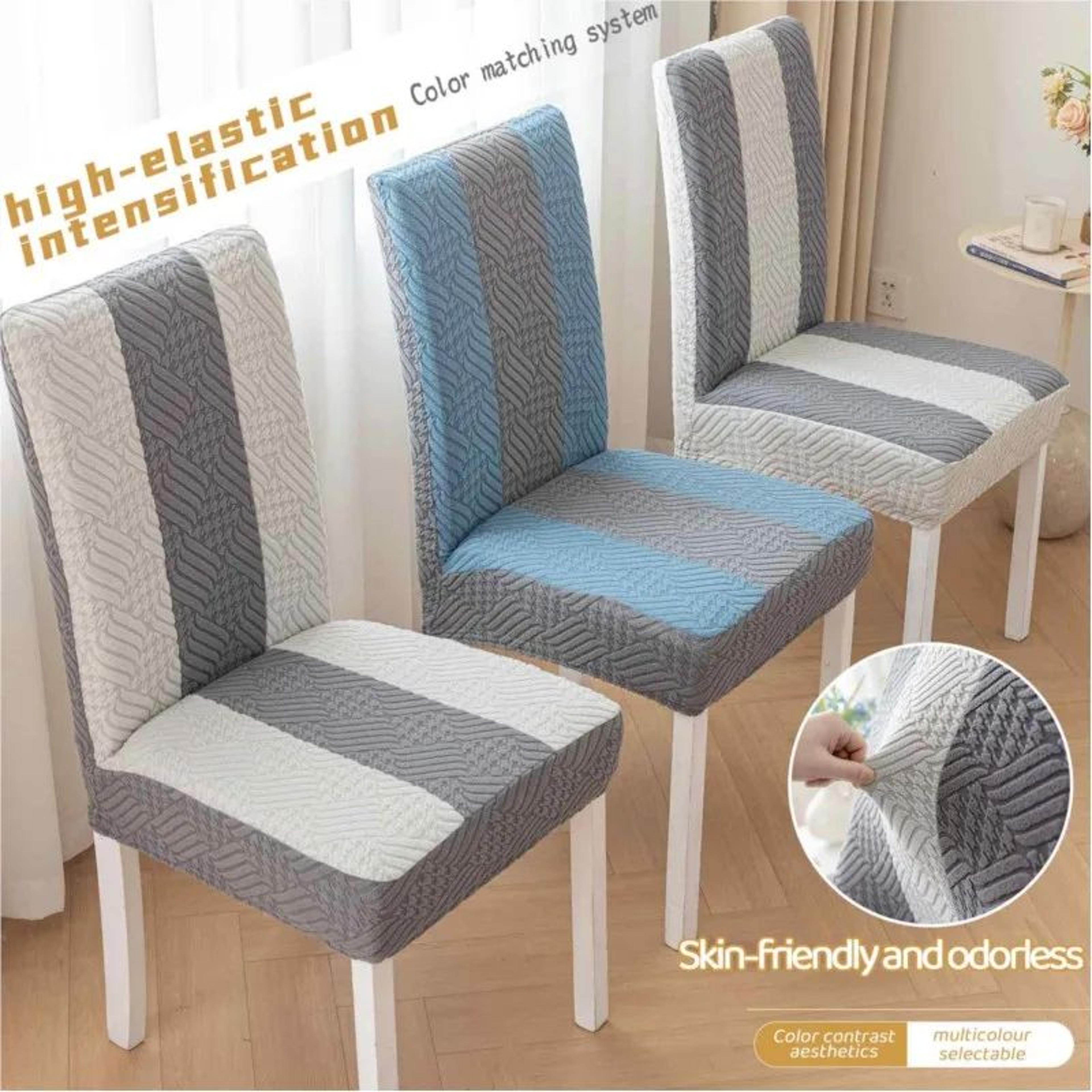 Solid Color Jacquard Stretch Dining Chair Cover 3