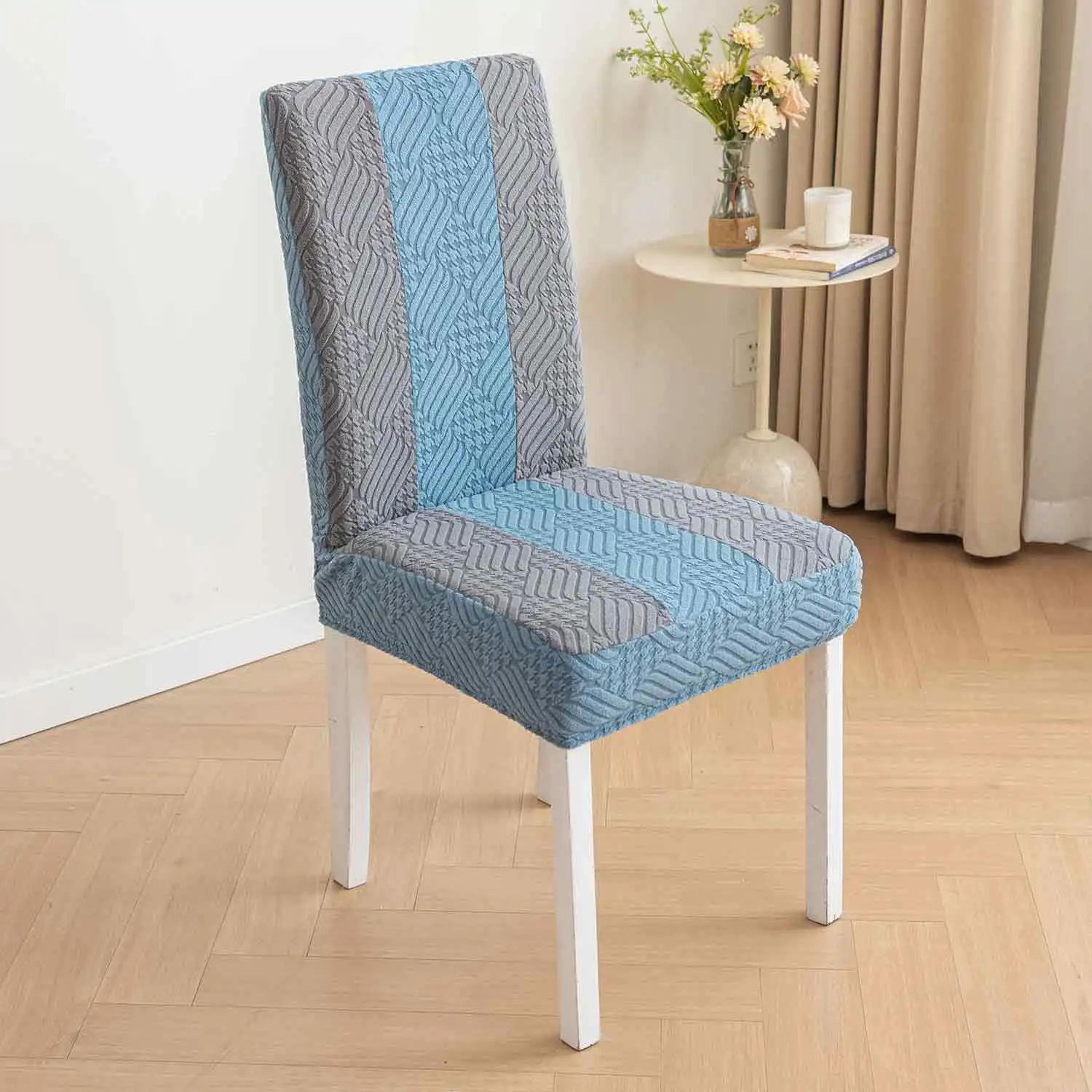 Solid Color Jacquard Stretch Dining Chair Cover 7