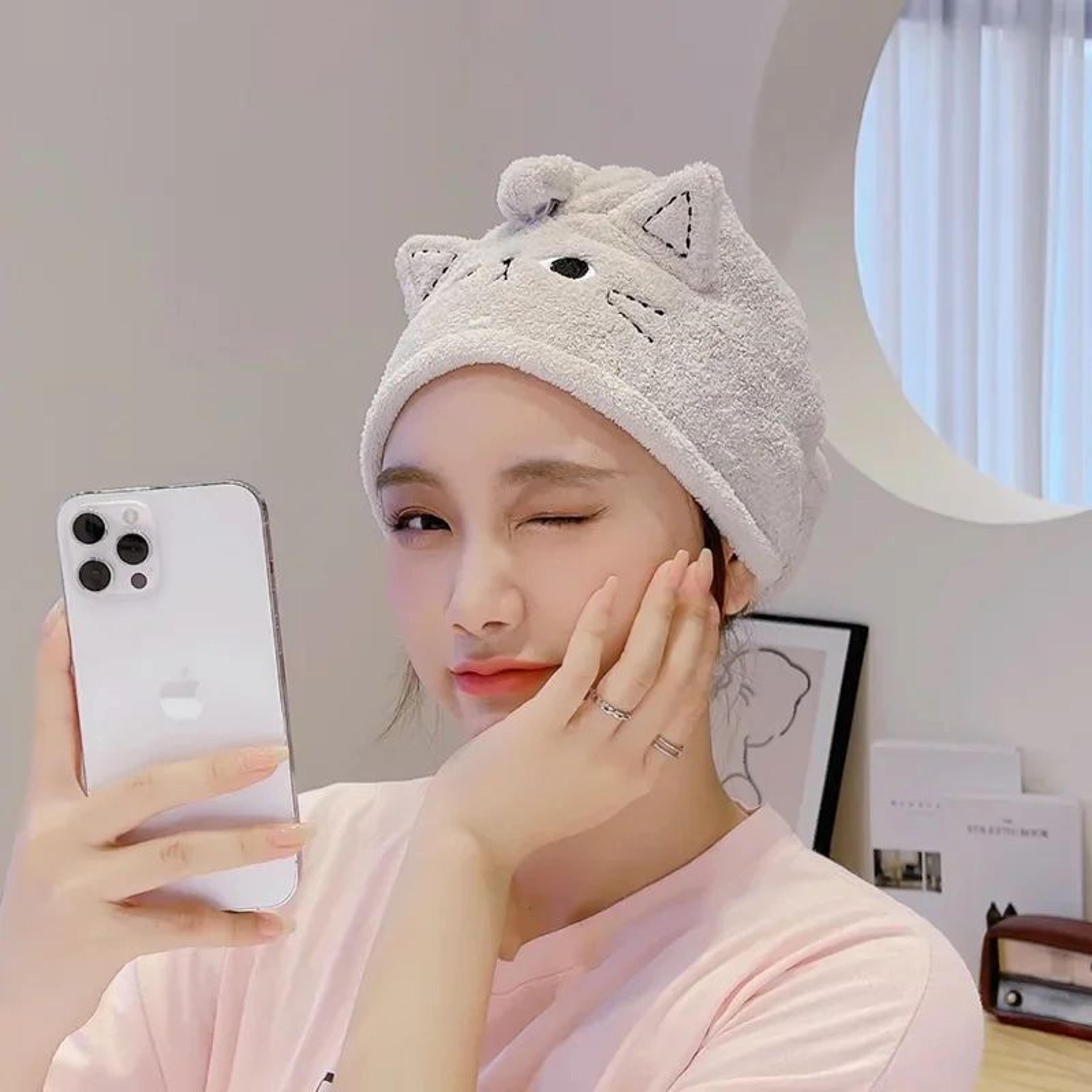 Cute Microfiber Quick Dry Hair Towel Cap 2