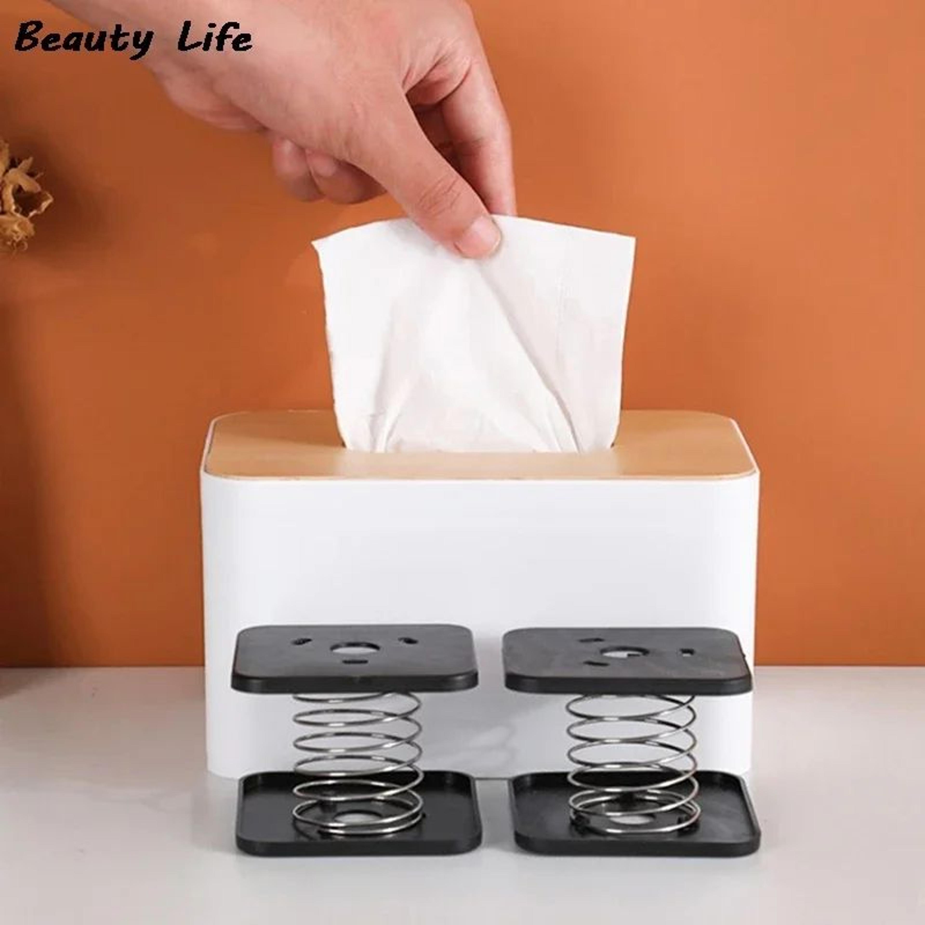 Wooden Tissue Box Holder With Bamboo Cover 4