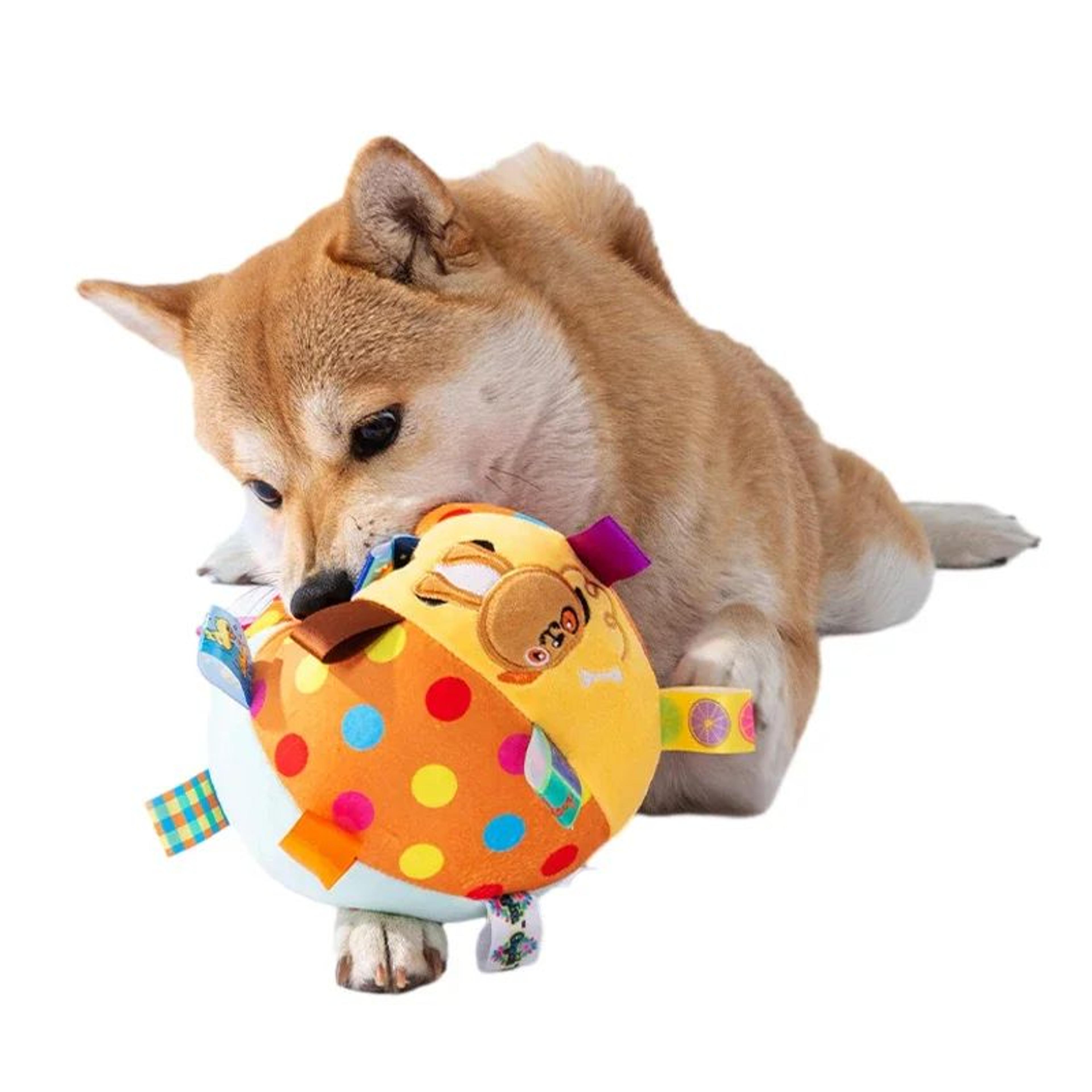 Interactive Bite Resistant Dog Ball Toy With Plush Handle And Bell 3