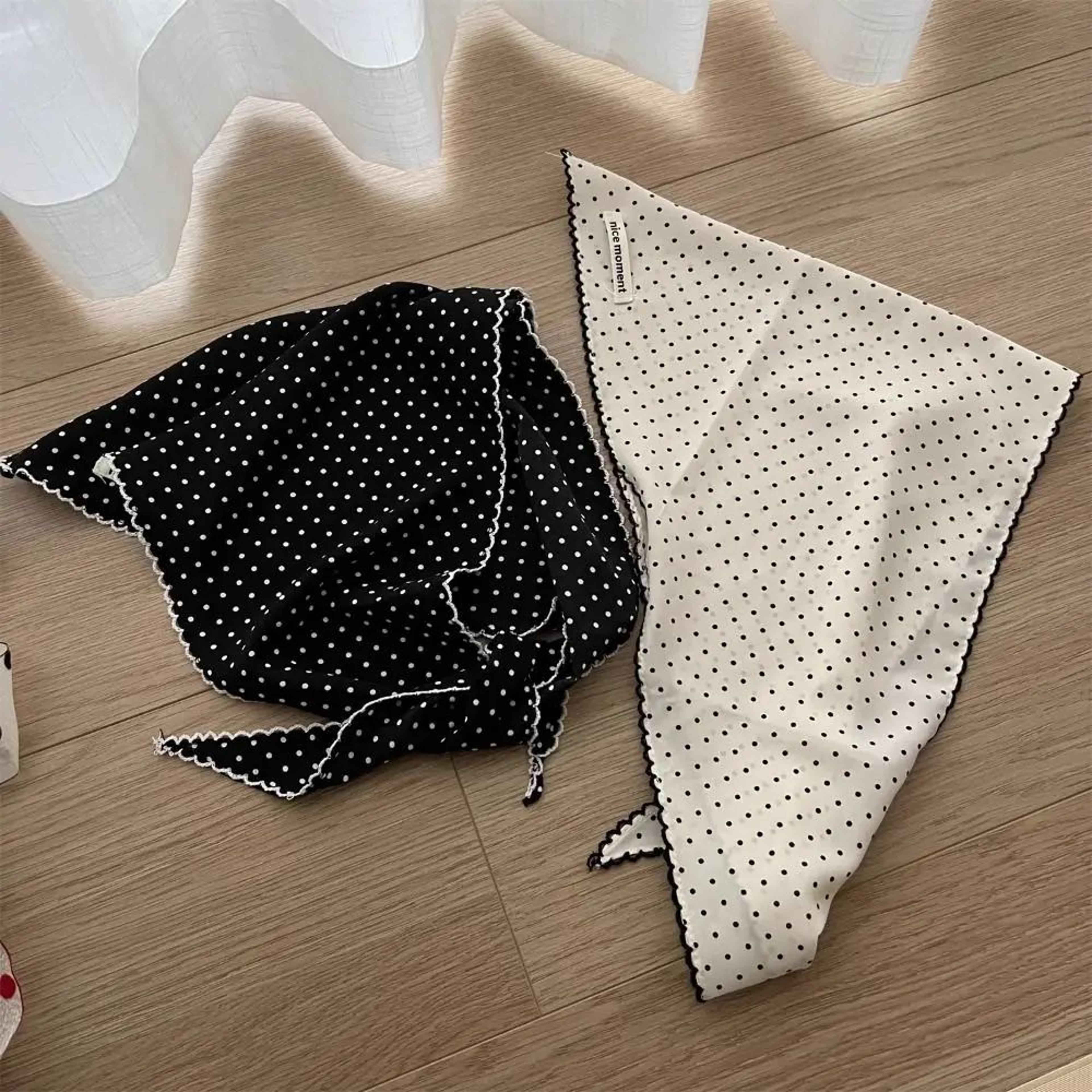 Polka Dot Triangular Hair Scarf Headband 1