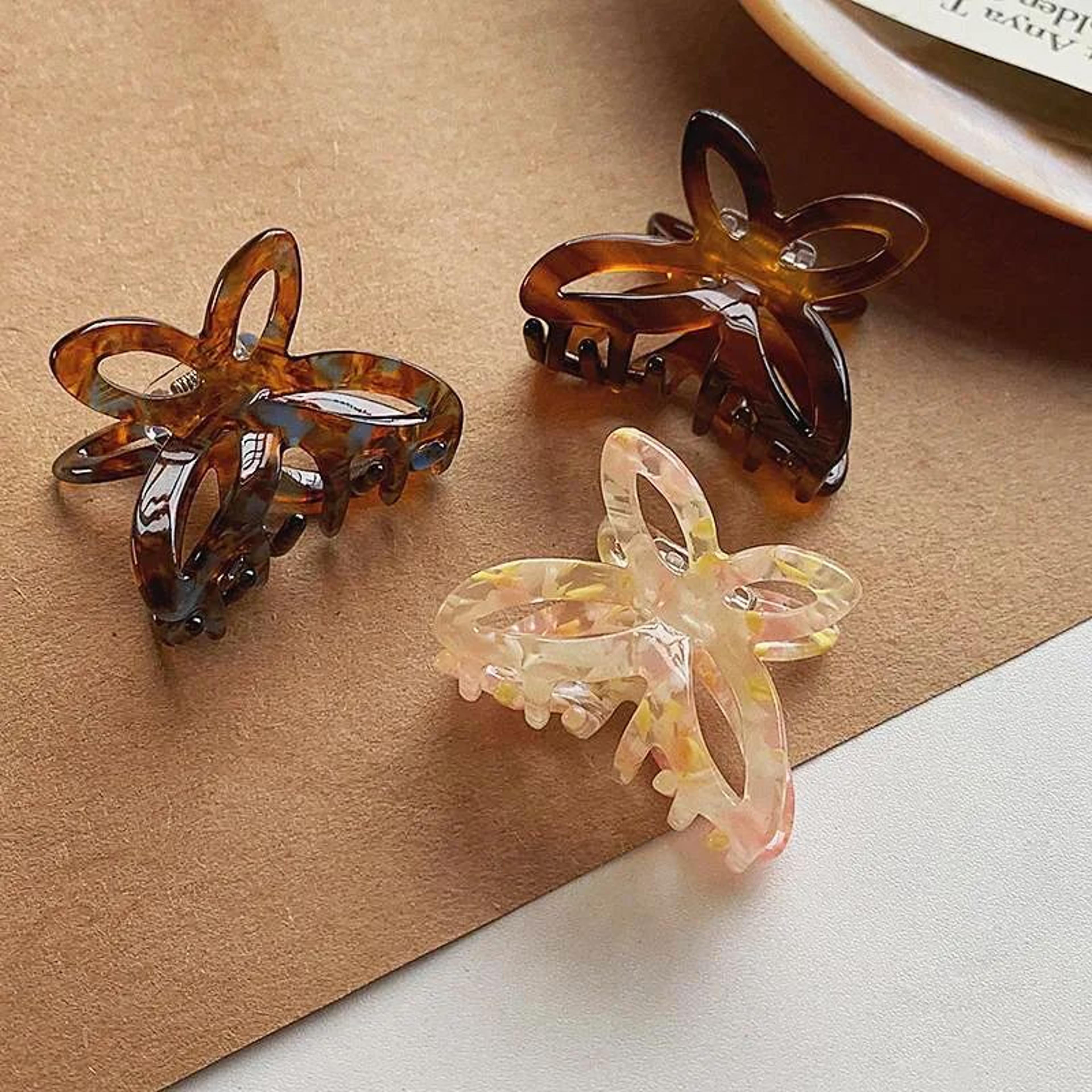 Retro French Butterfly Jelly Hair Claw Clip For Women 2