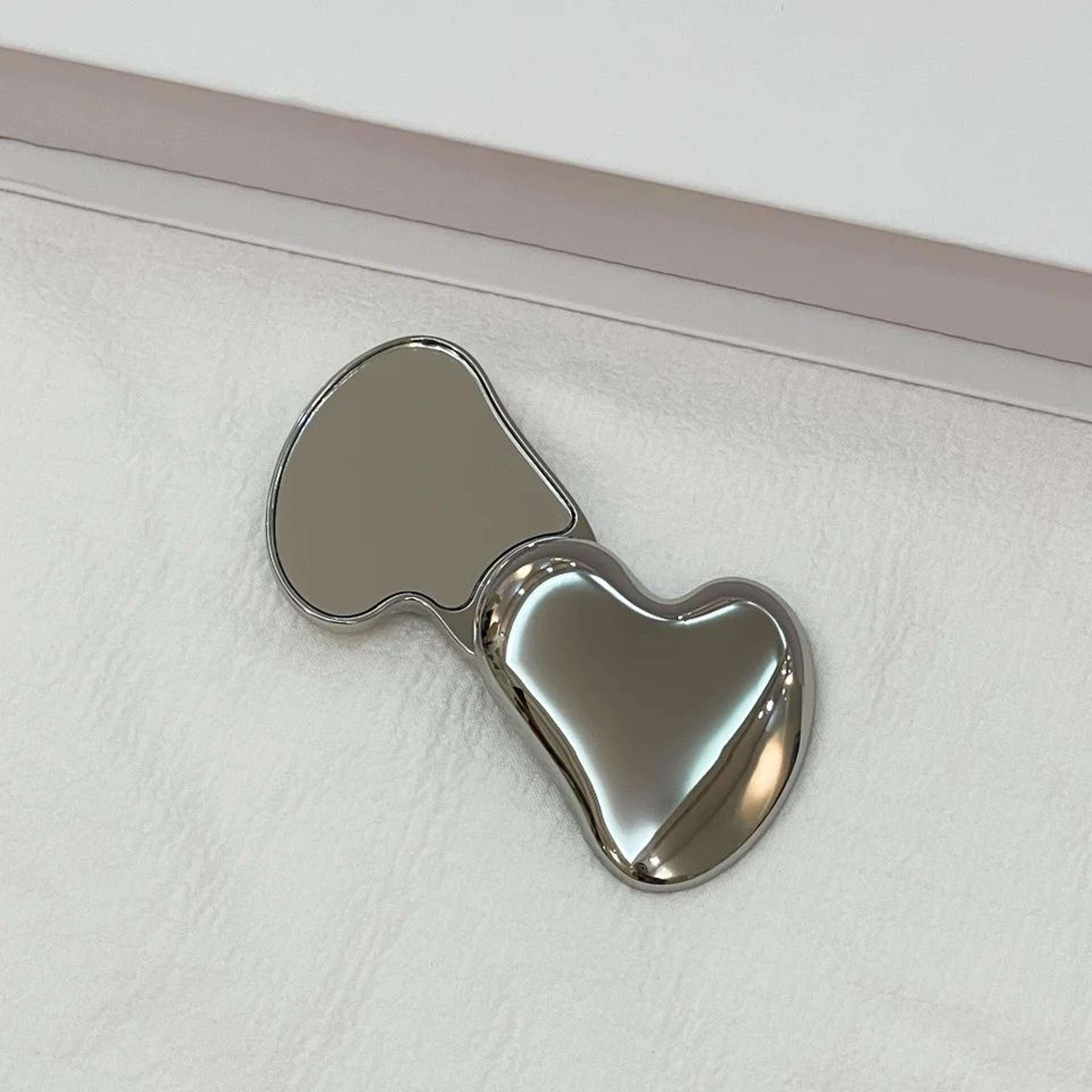 Heart Shaped Double Sided Portable Folding Makeup Mirror 1