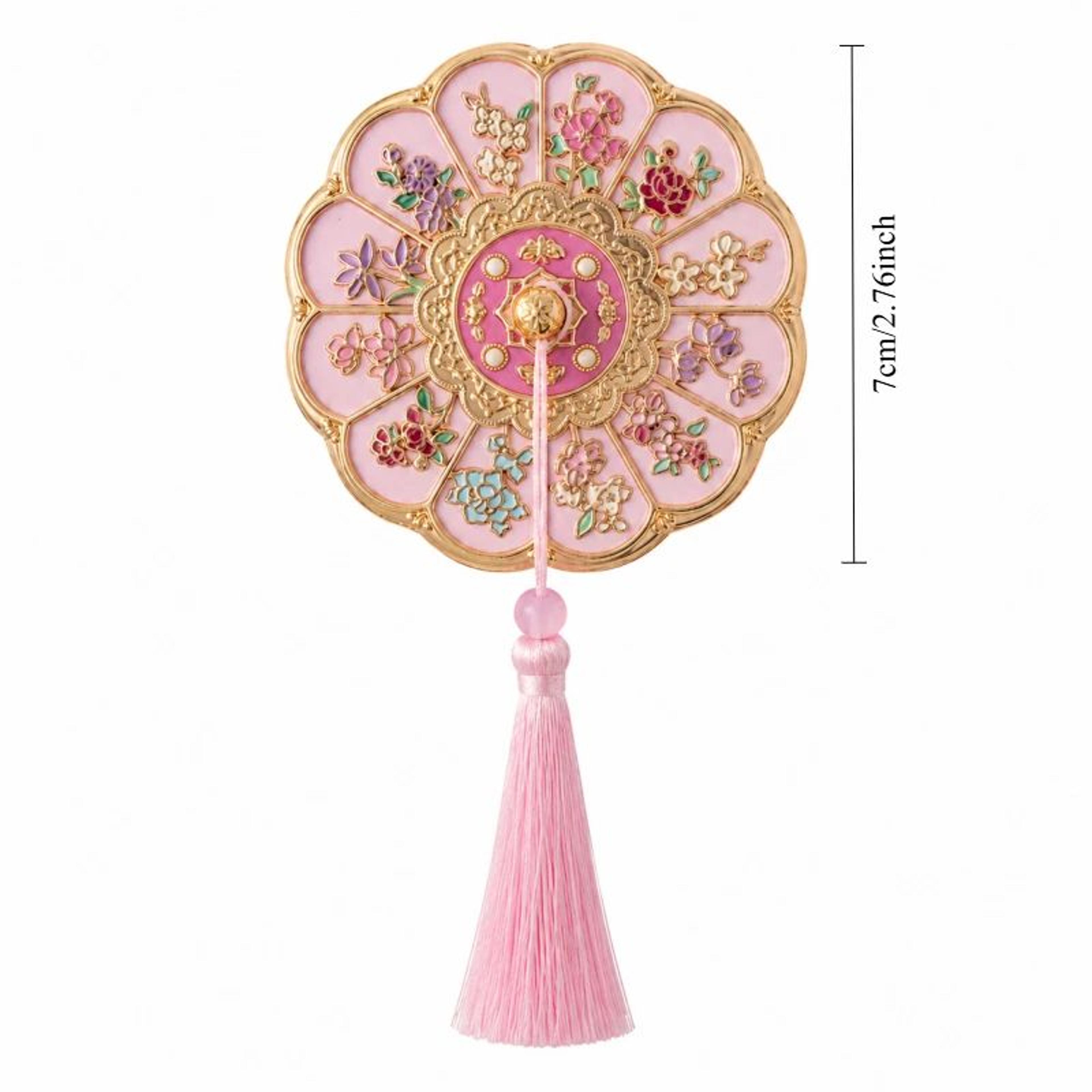 Vintage Chinese Style Handheld Makeup Mirror With Tassel 5