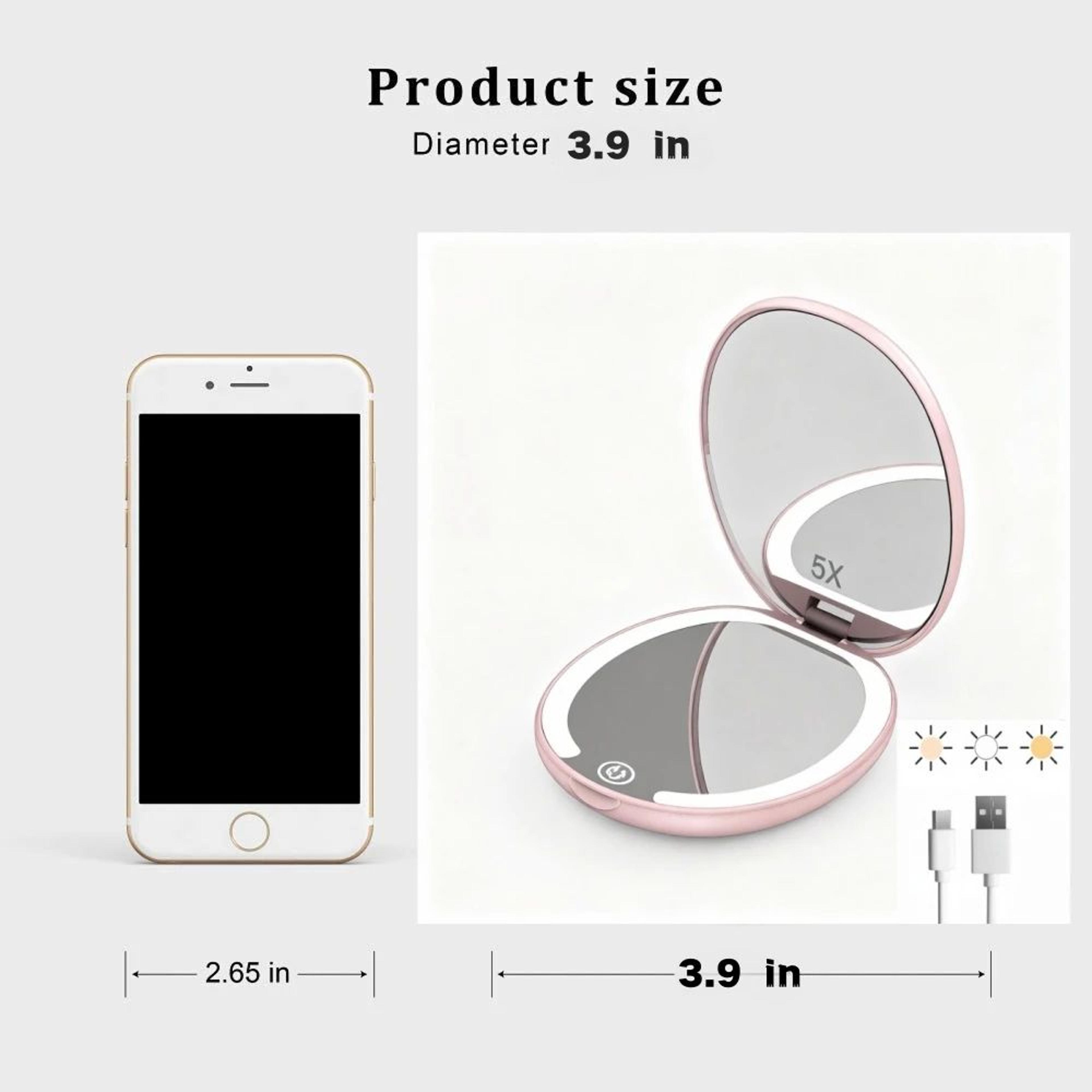 Portable LED Travel Makeup Mirror With 5X Magnification 3