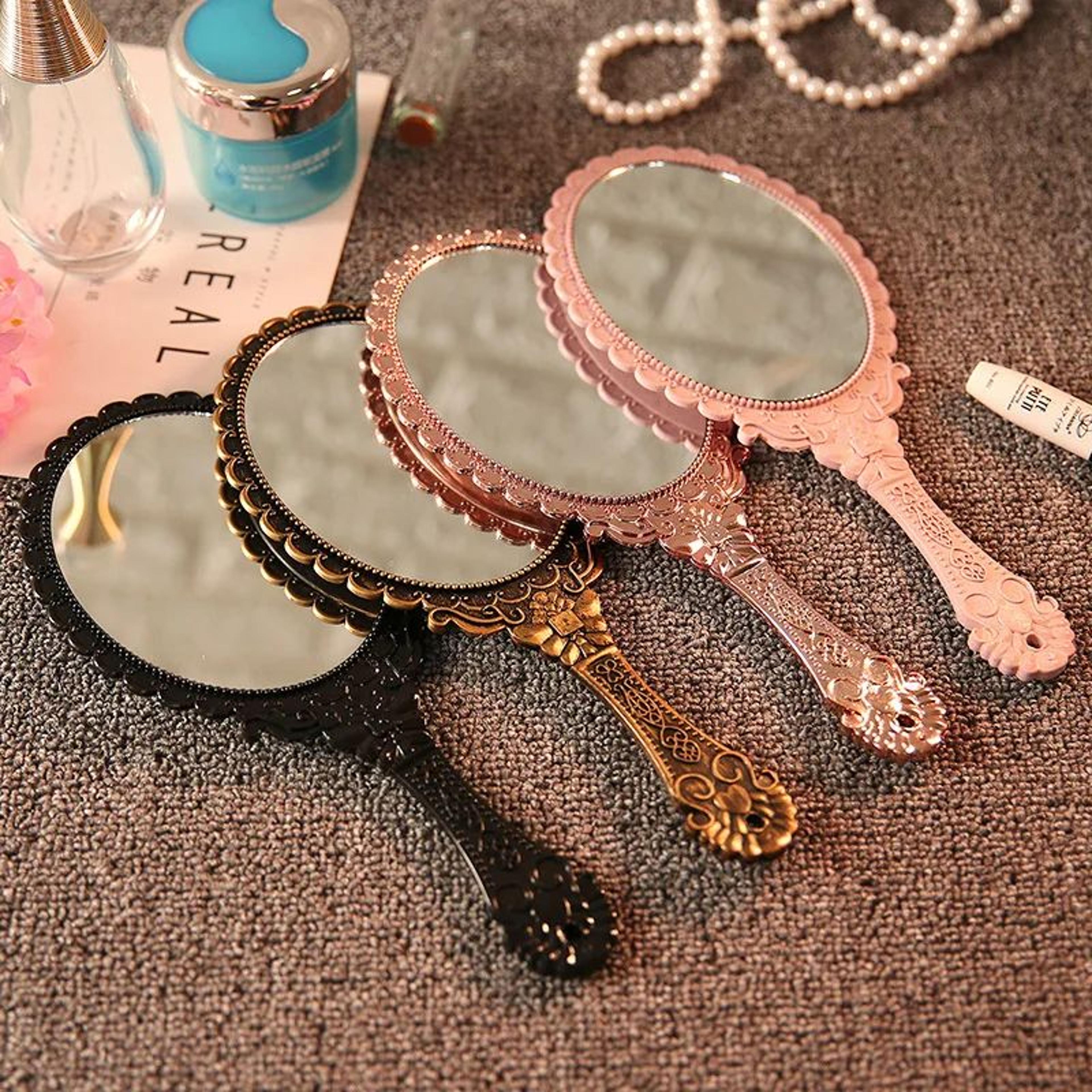vintage european style oval handheld makeup mirror