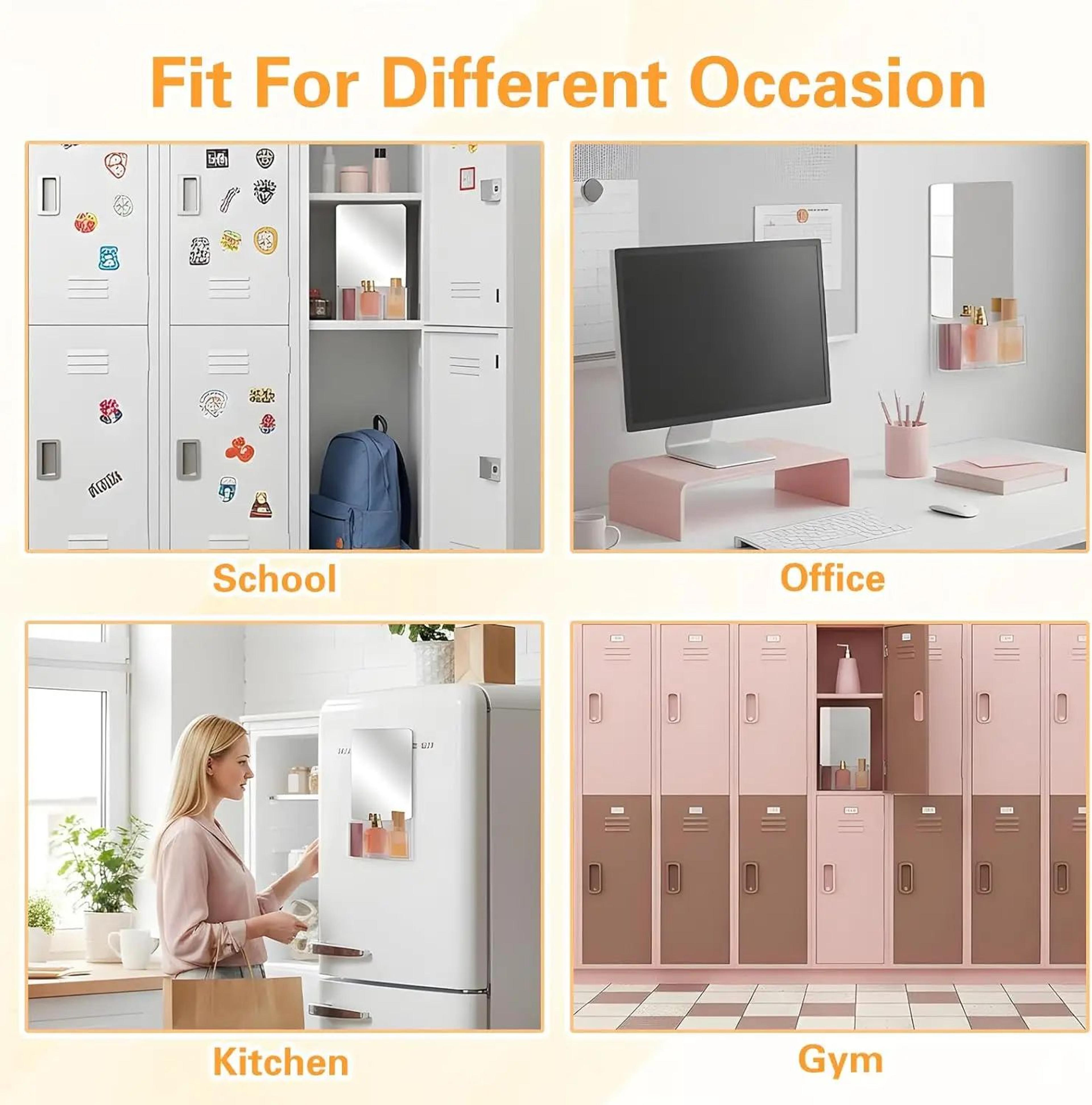 Magnetic Locker Mirror With Storage For School And Office 5