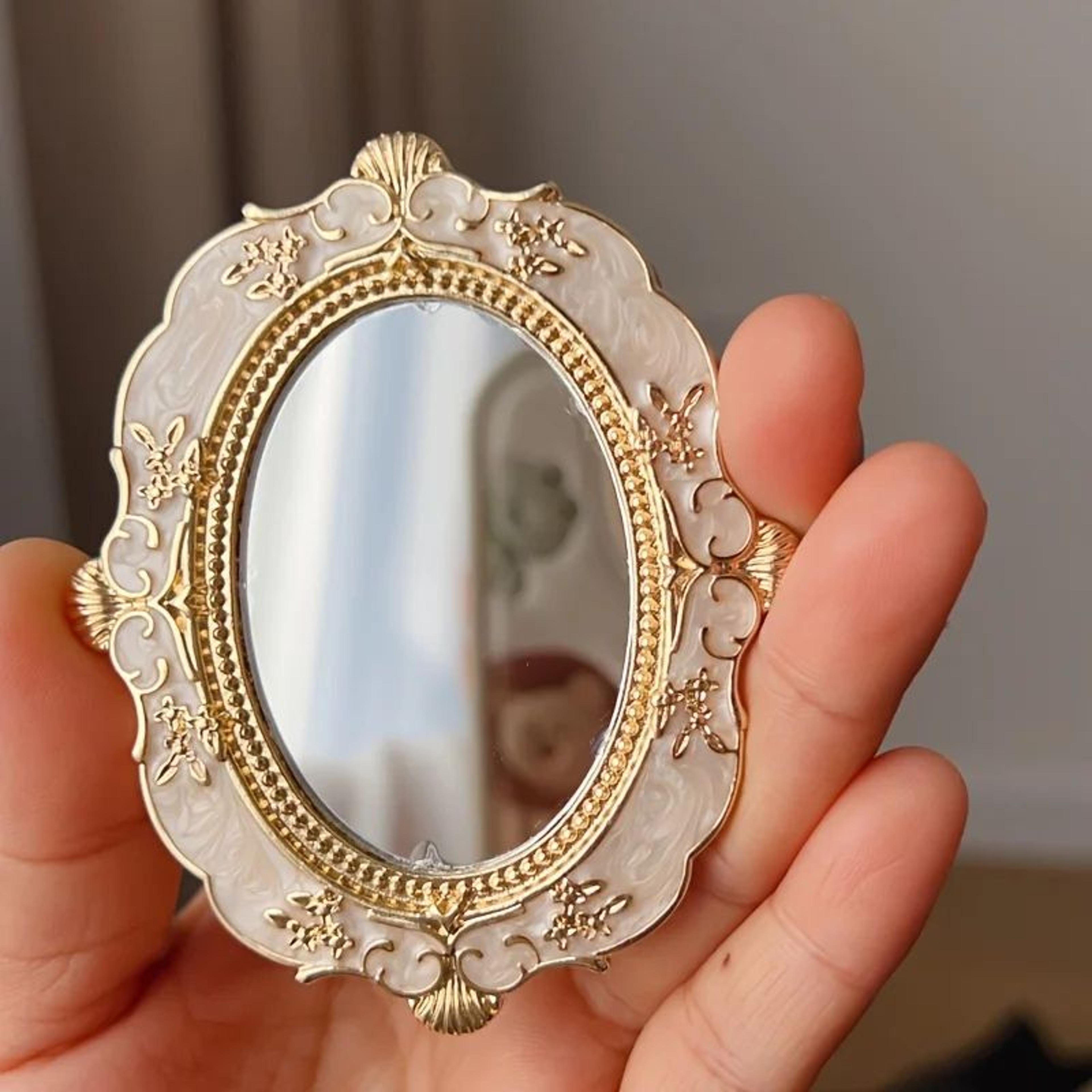 elegant floral palace style handheld vanity mirror
