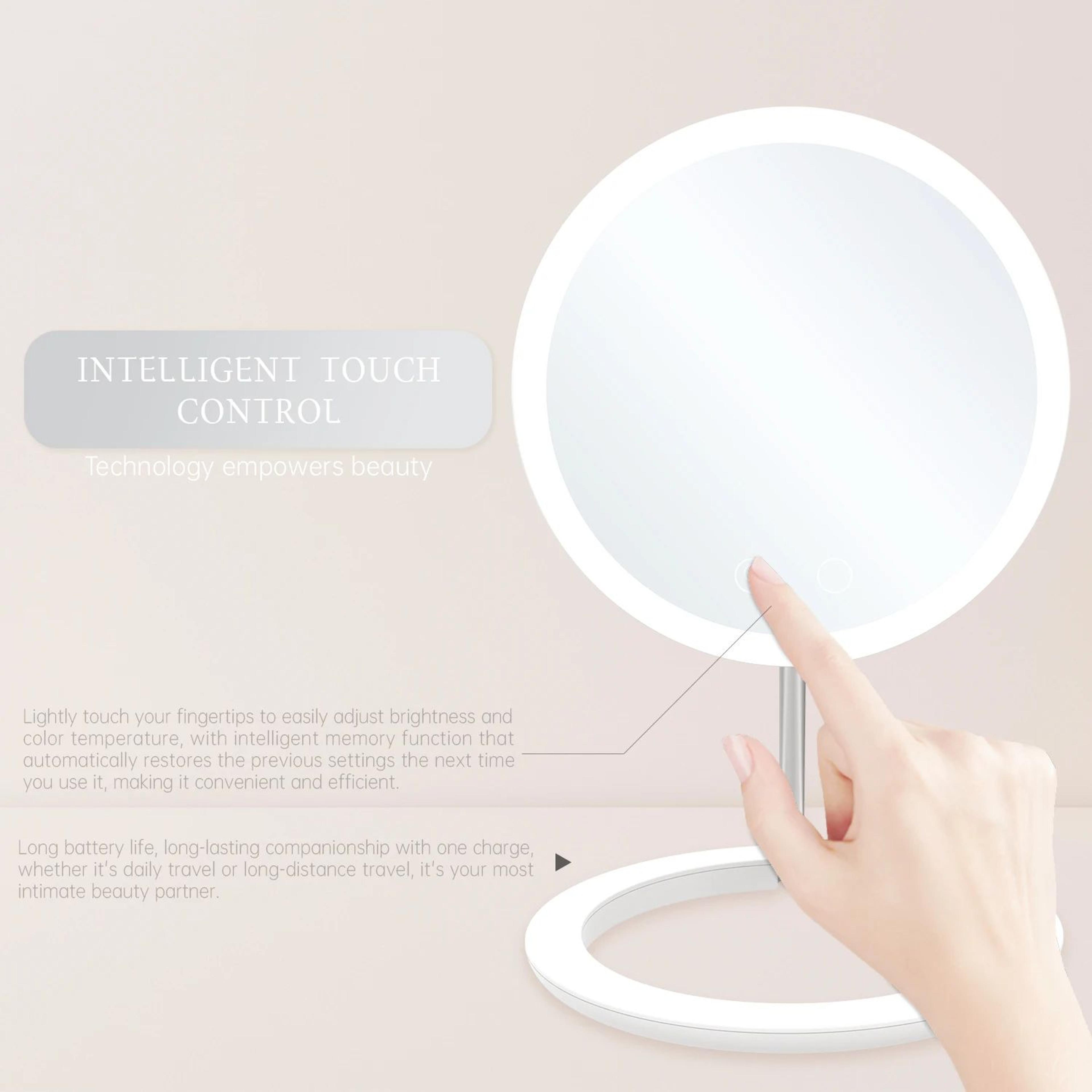 Portable Folding LED Makeup Mirror With 3 Color Lights 2