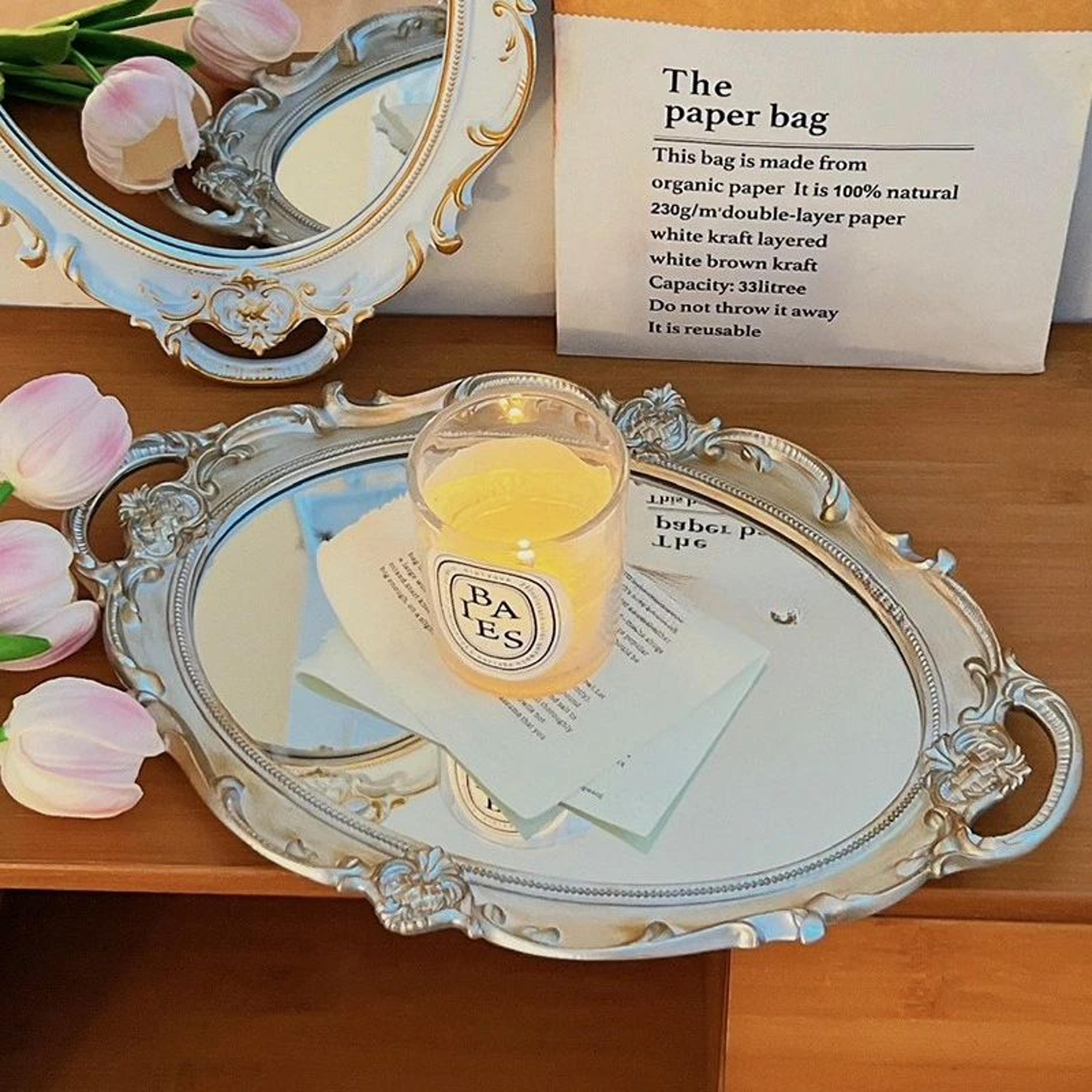 French Retro Vanity Mirror Jewelry Display Tray 3