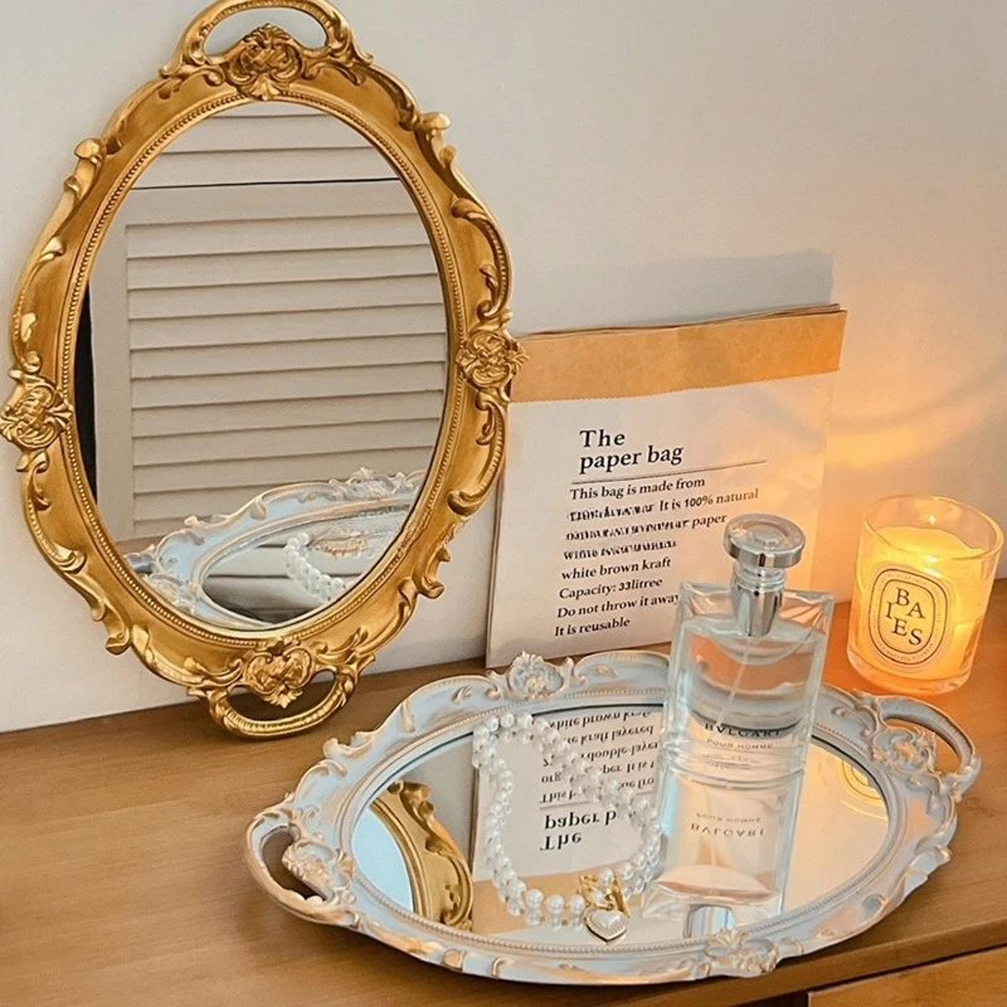 French Retro Vanity Mirror Jewelry Display Tray 2