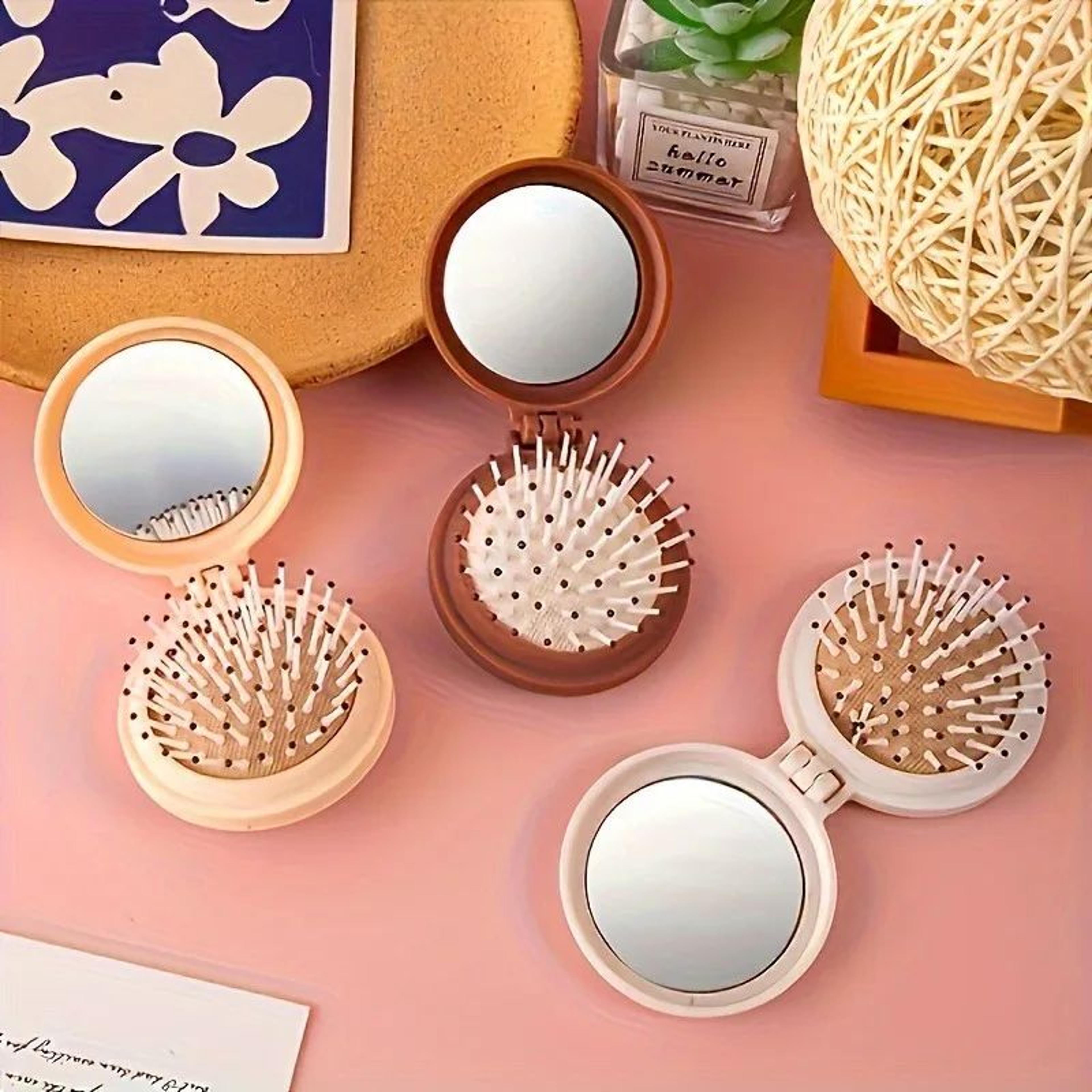 Mini Foldable Mirror And Air Cushion Massage Comb 1