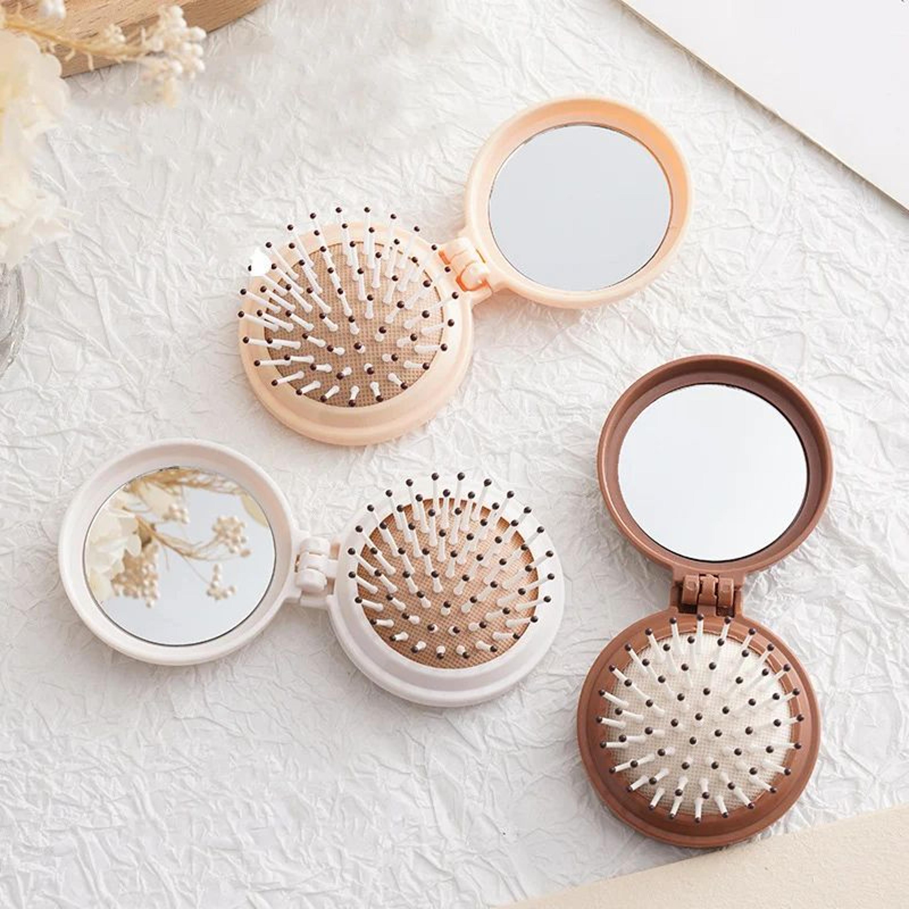 Mini Foldable Mirror And Air Cushion Massage Comb 4