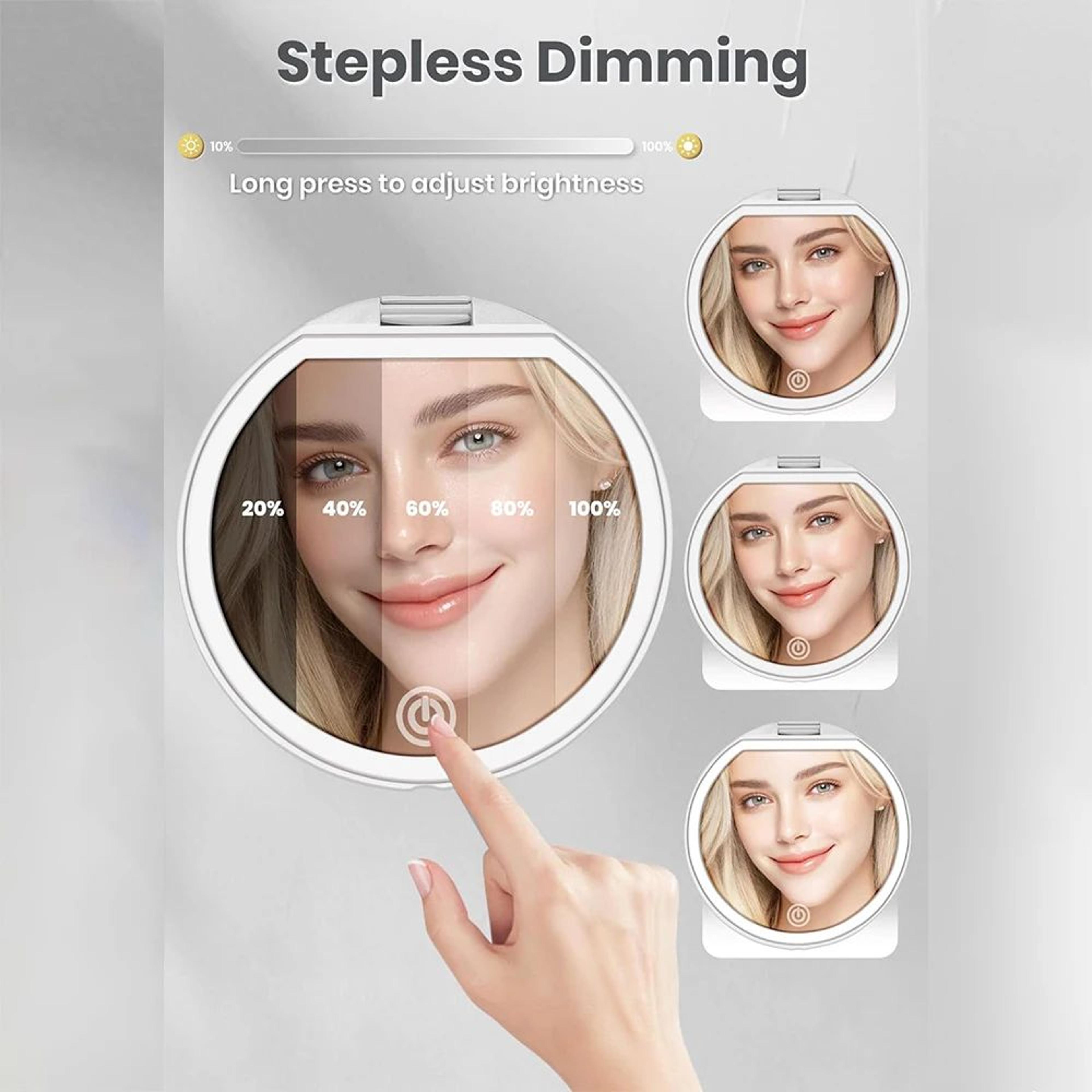 Detachable 10X Magnifying Lighted Folding Pocket Makeup Mirror 2