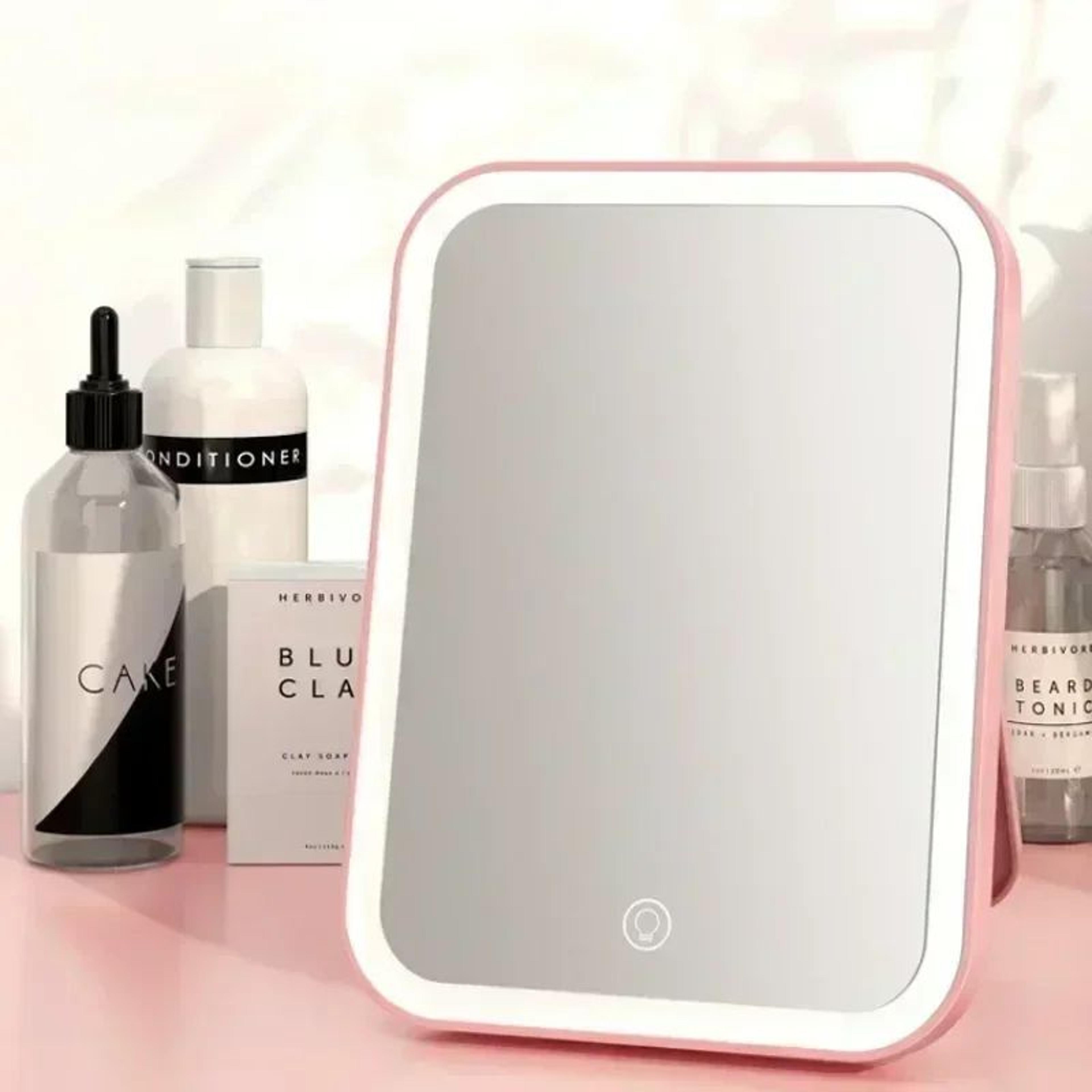 led vanity makeup mirror with touch dimming and usb charging