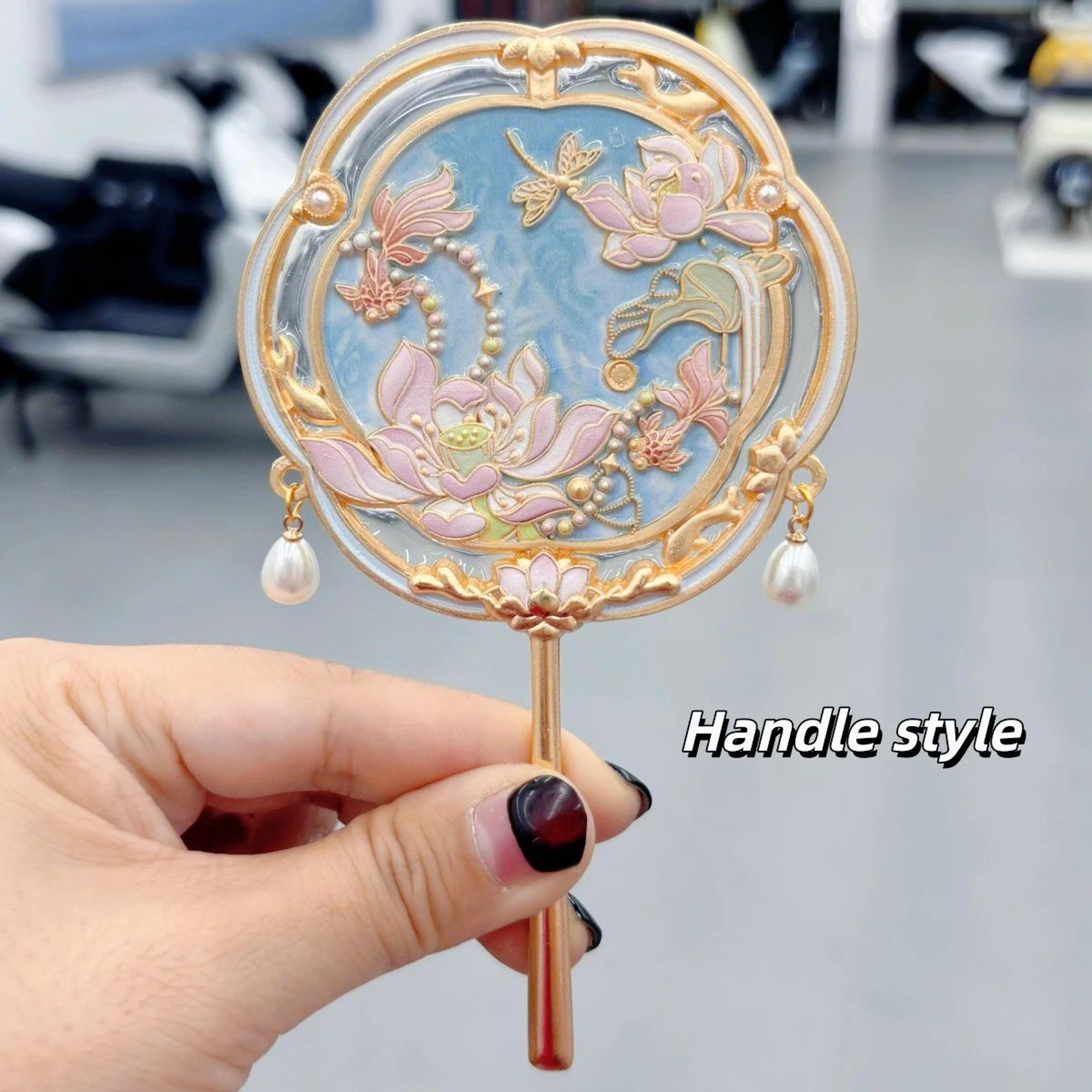 Chinese Style Lotus Goldfish Portable Makeup Mirror 1