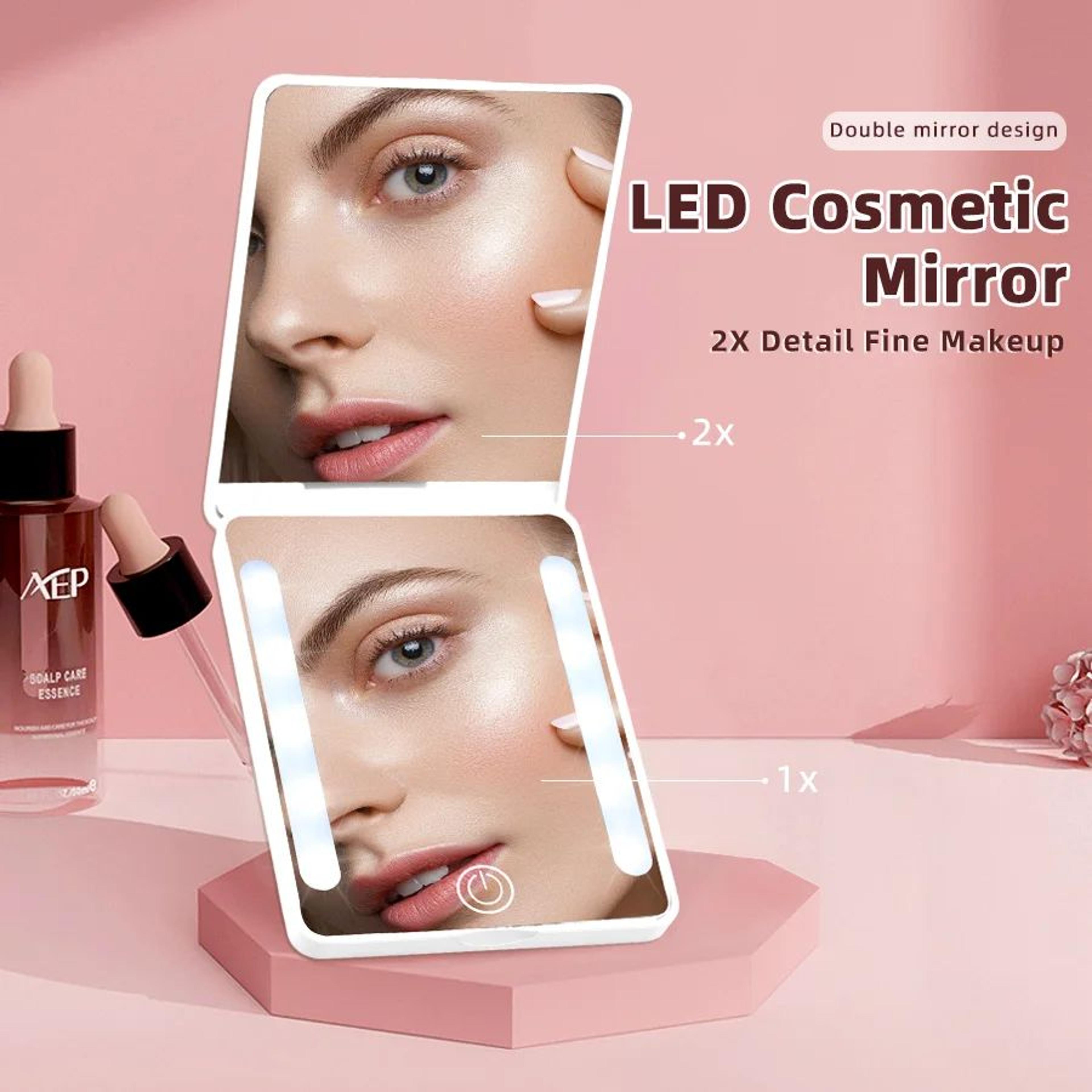 Rechargeable Double Sided Lighted Compact Makeup Mirror 1