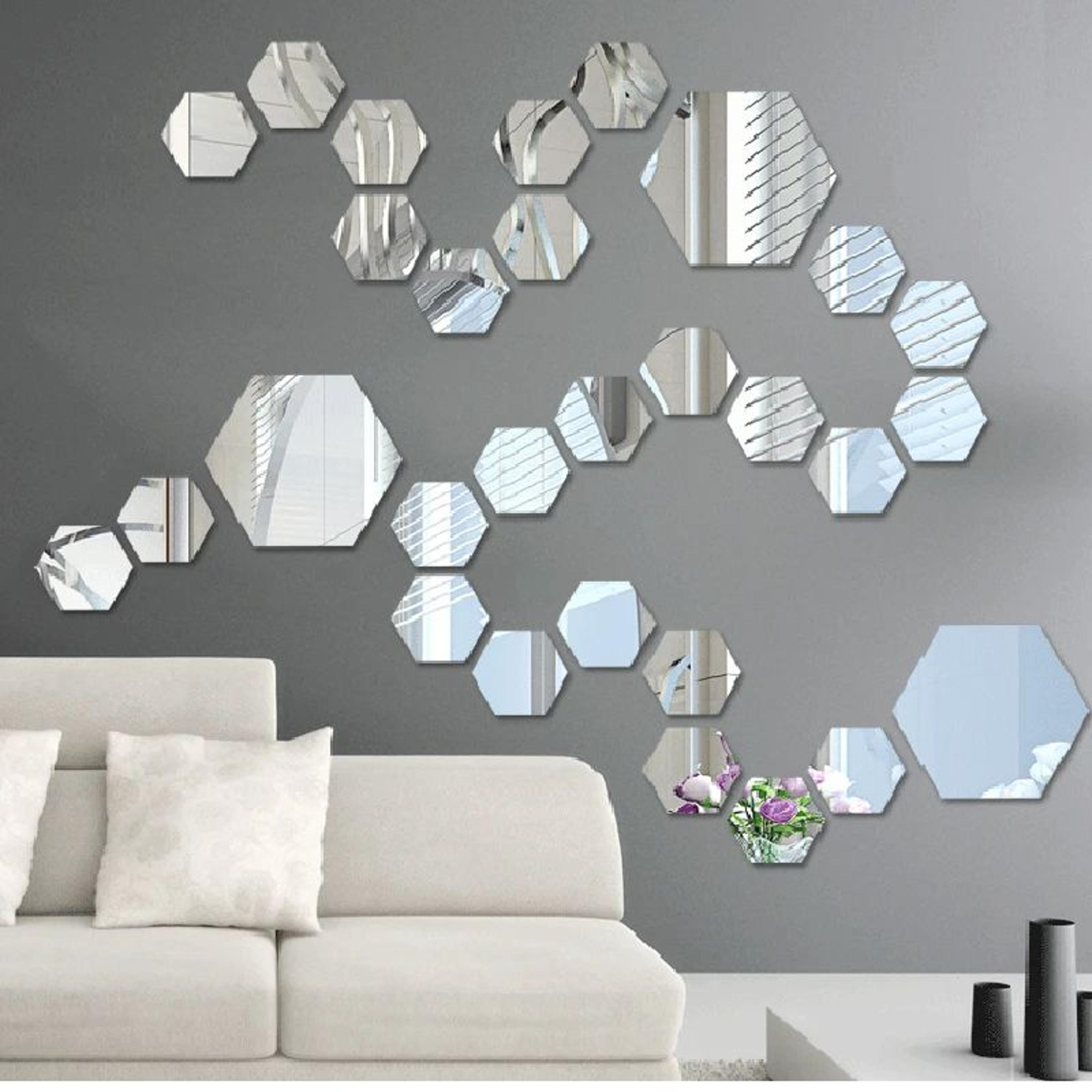 3D Hexagon Self Adhesive Mirror Wall Sticker Set 3