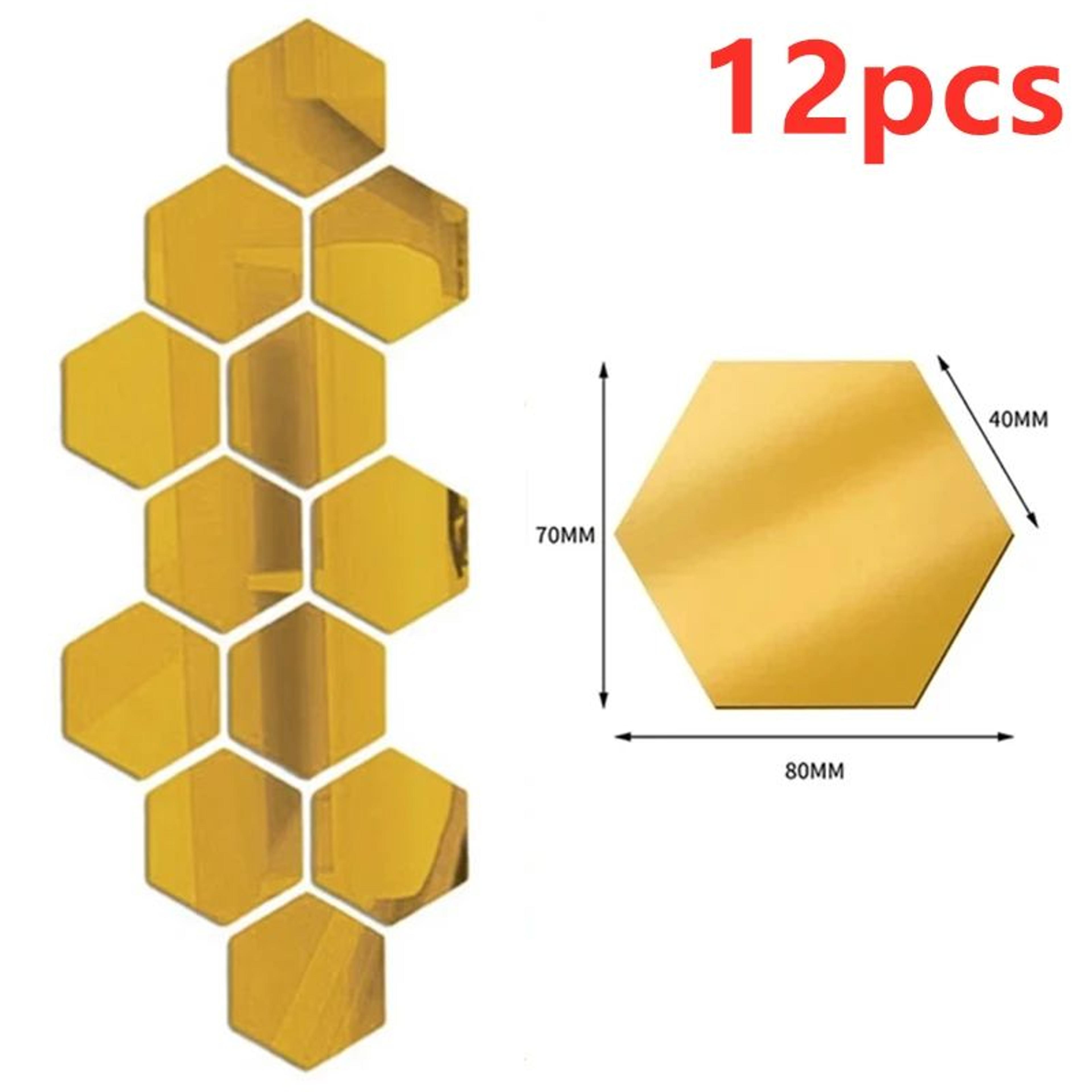 3D Hexagon Self Adhesive Mirror Wall Sticker Set 10