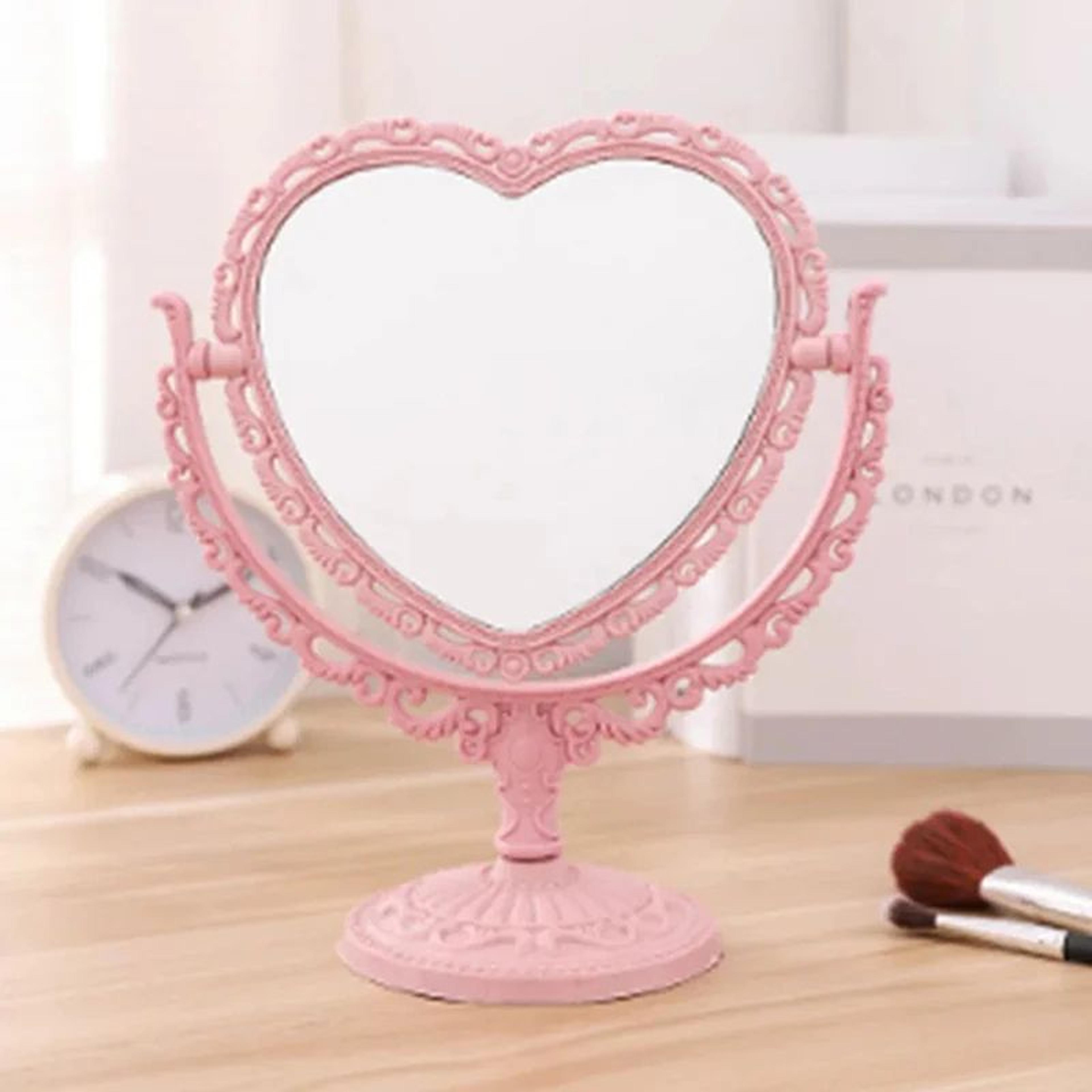 Heart Shaped Double Sided Desktop Vanity Makeup Mirror 6