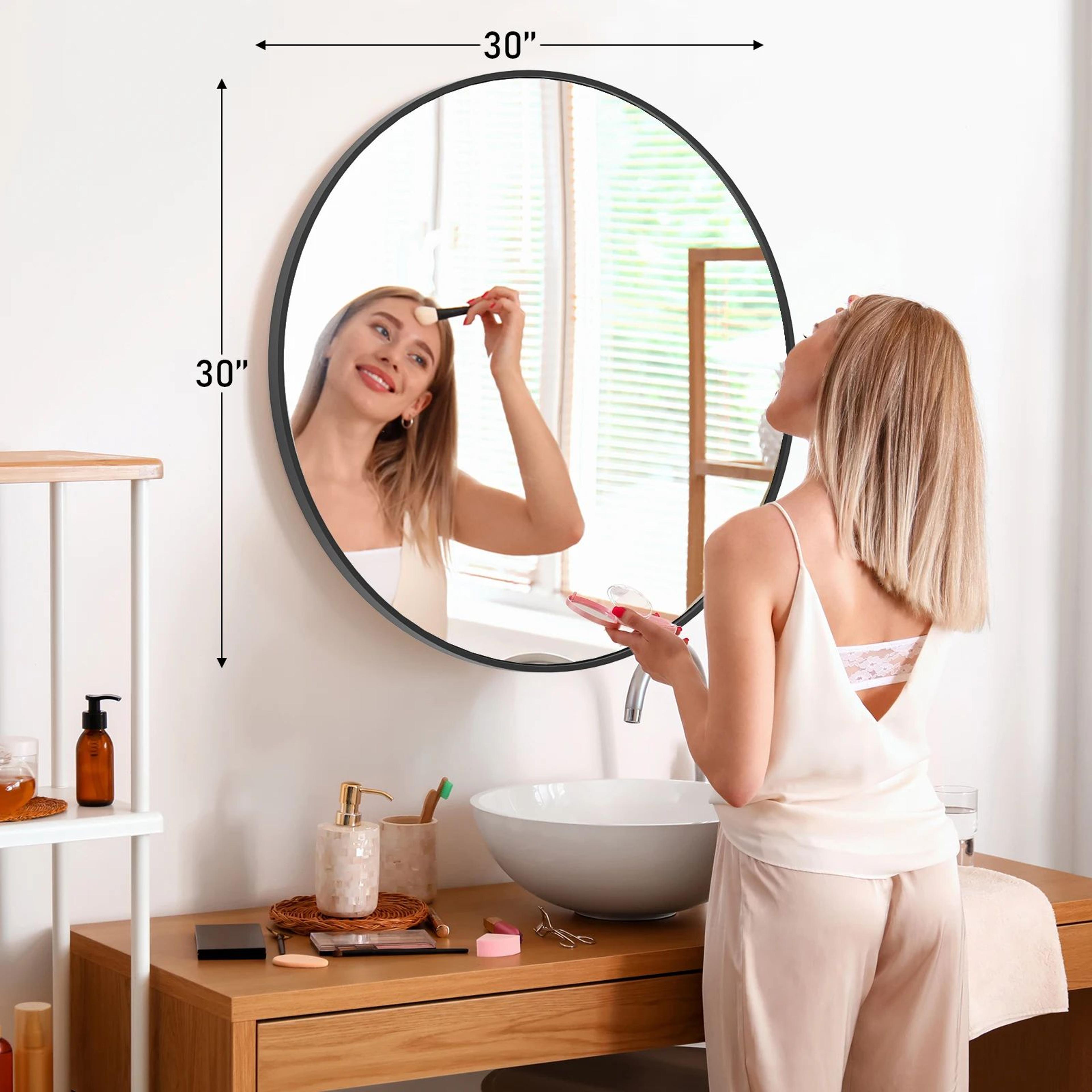 30 Inch Gold Round Metal Framed Wall Mirror 10