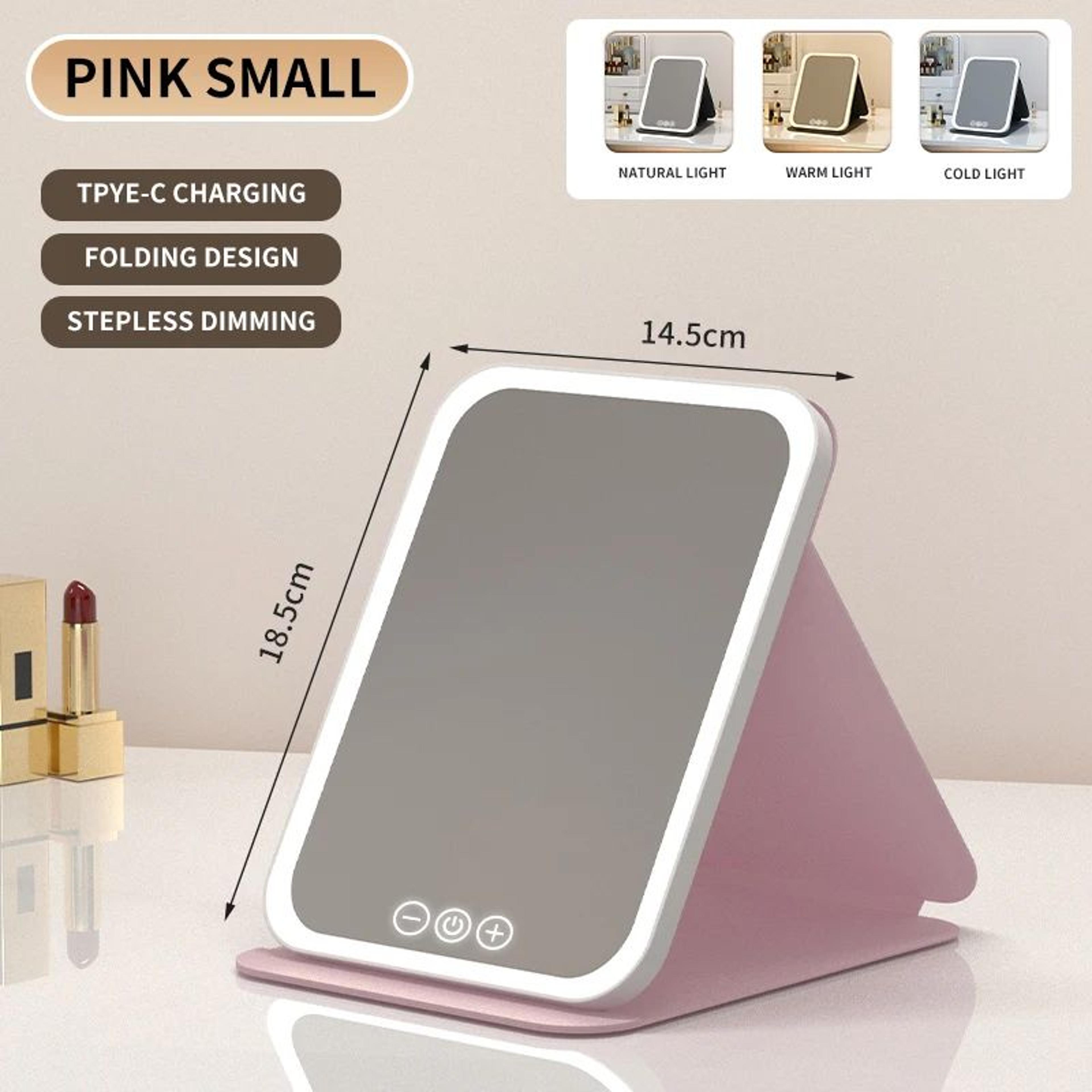 Rechargeable Dimmable LED Cosmetic Folding Makeup Mirror 8