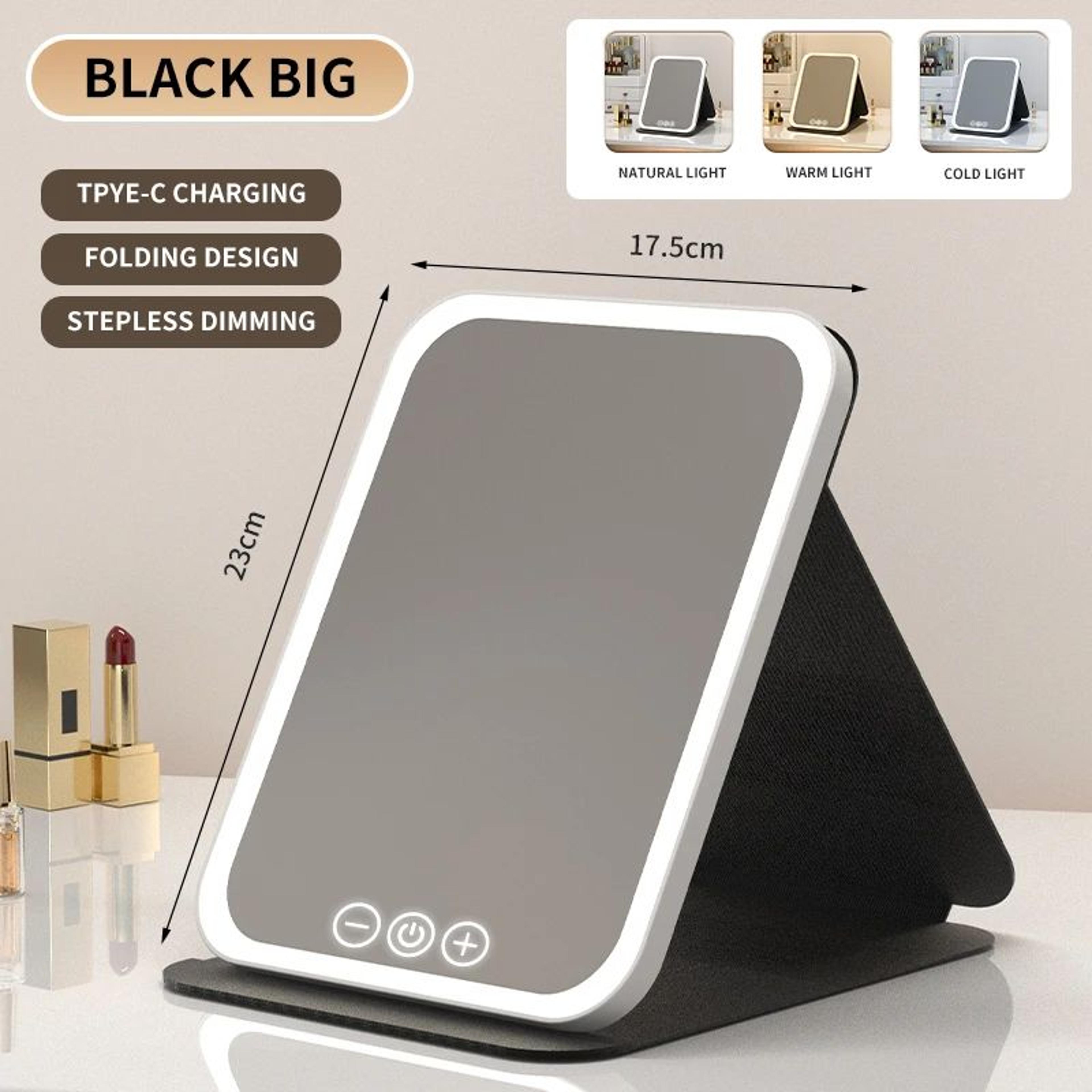 Rechargeable Dimmable LED Cosmetic Folding Makeup Mirror 11