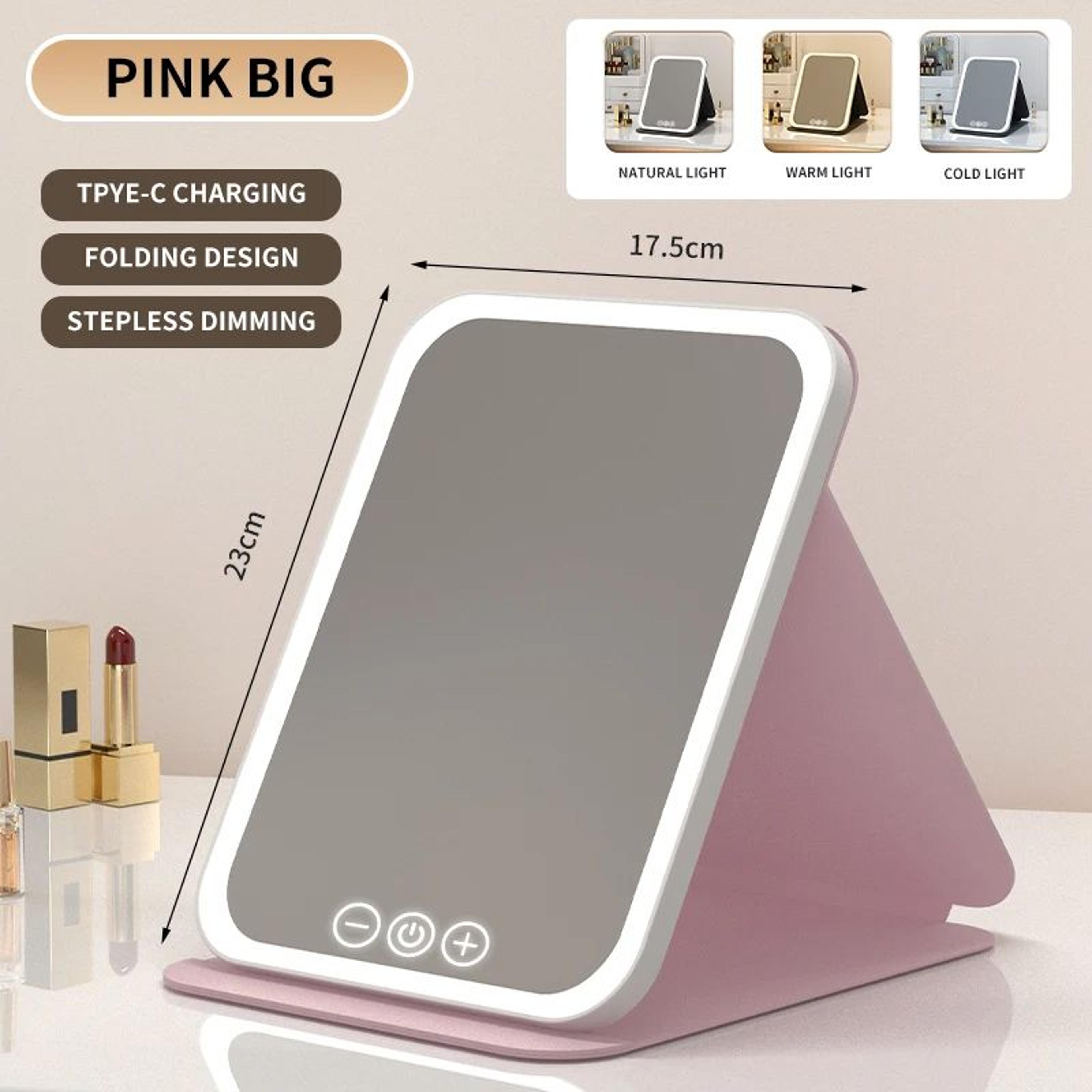 Rechargeable Dimmable LED Cosmetic Folding Makeup Mirror 10